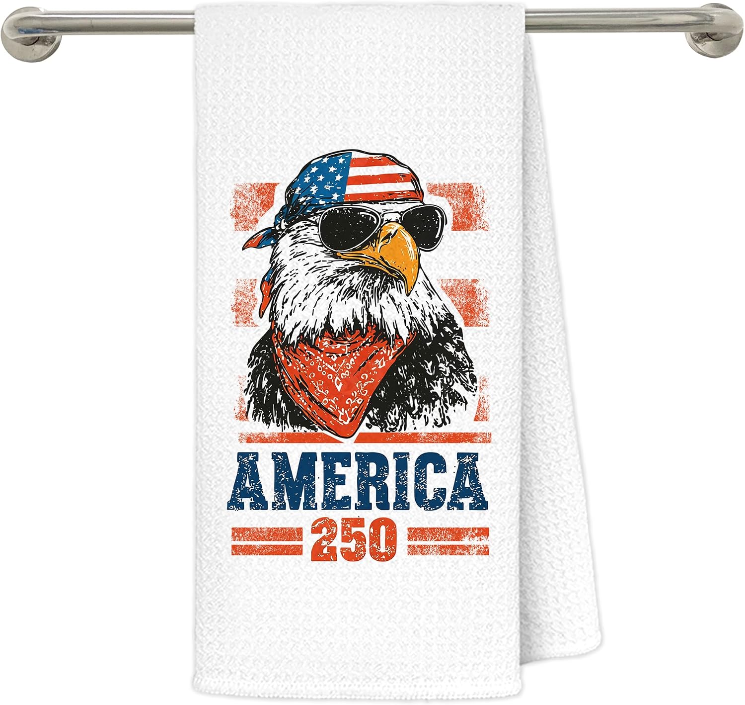 American USA Patriotic Kitchen Towels 16x24 in, 4th of July Independence Day Celebration Red White Blue America Flag Bald Eagle Hand Tea Dish Towels for Bathroom Kitchen