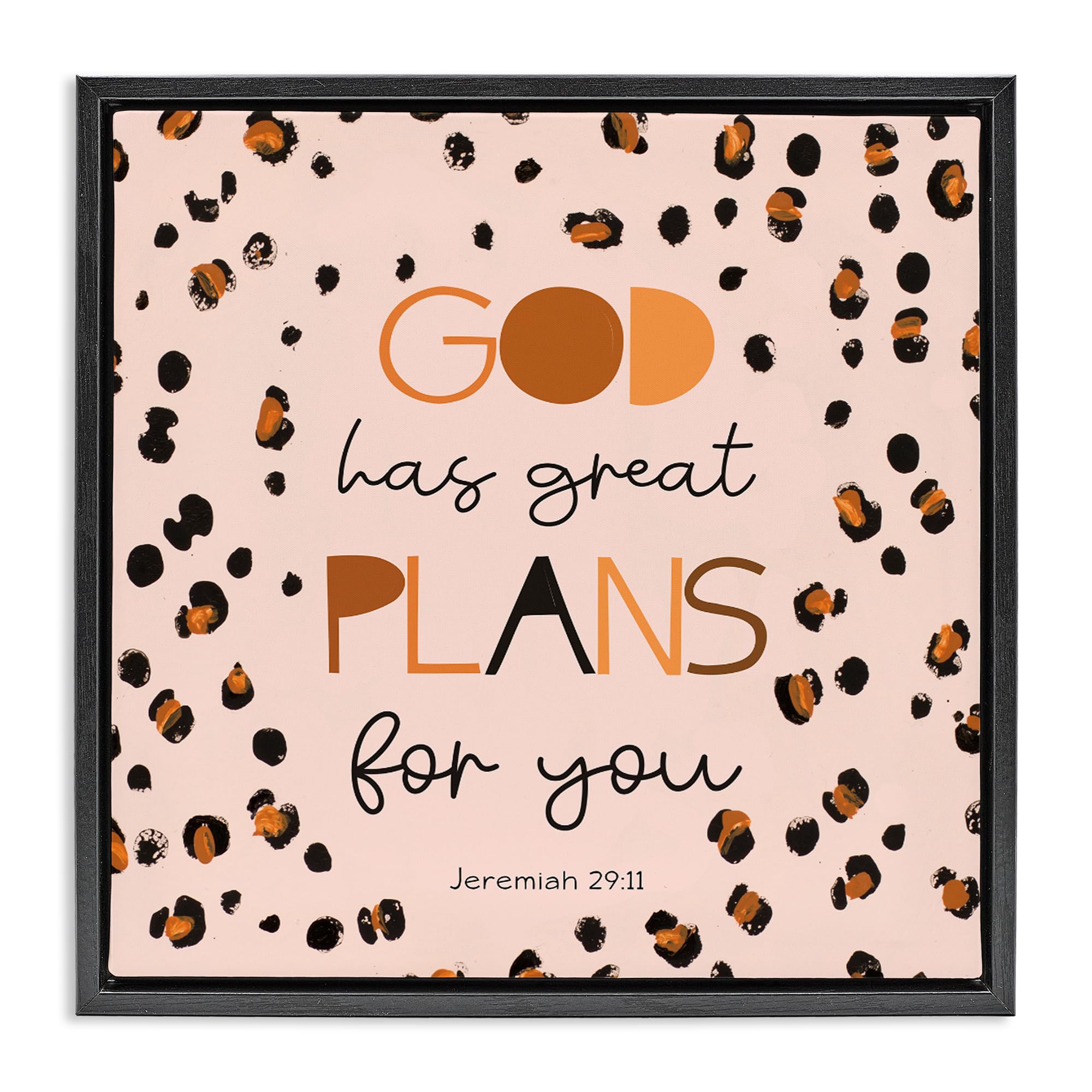 Stupell Industries 'God Has Plans For You', Floating Frame Canvas Art, Black, 18 x 18