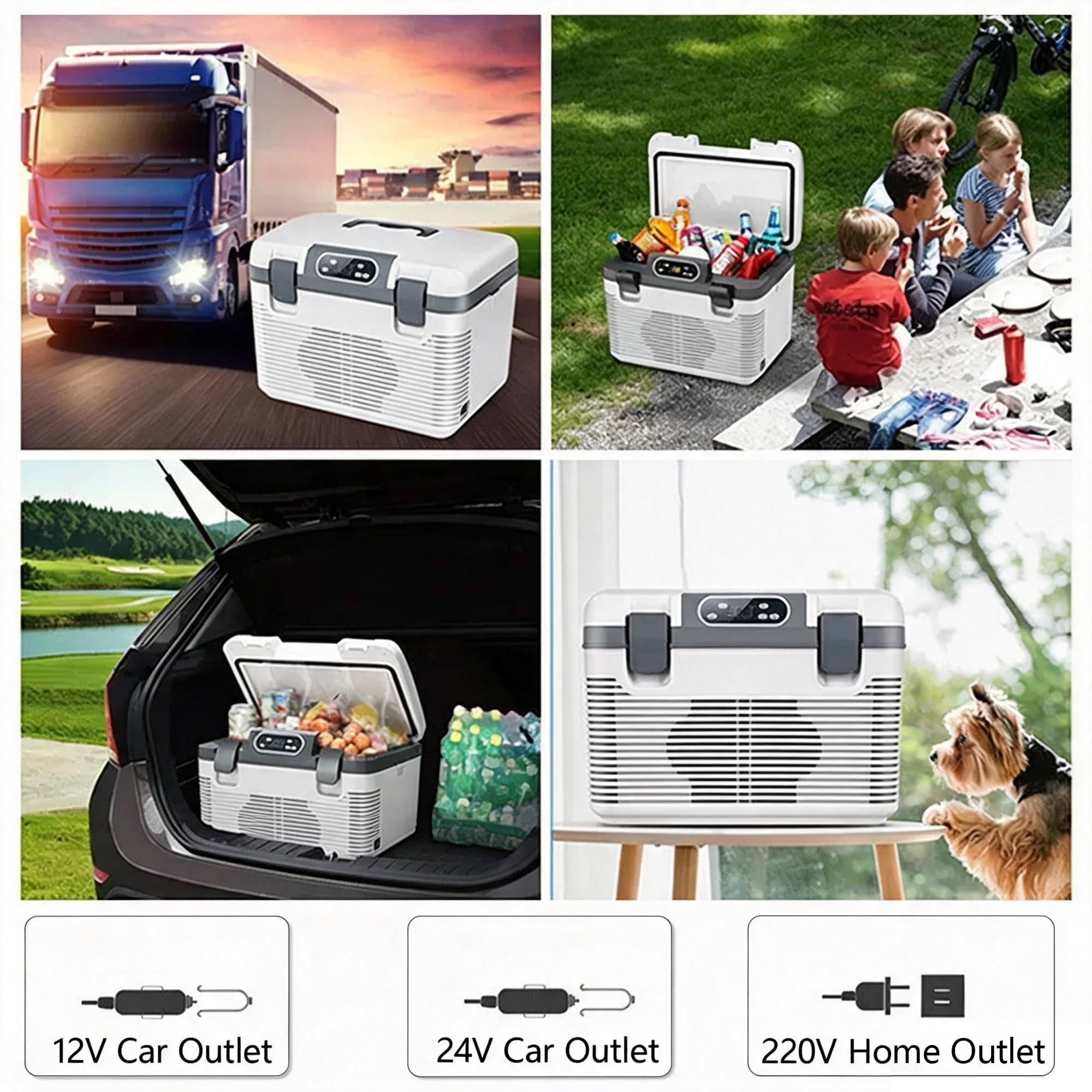 Frigo Portatile 19L 12V/24V, Freddo Caldo Per Camion Casa Auto | Raffreddamento e riscaldamento a doppio nucleo, -10°C/+65°C, 35 dB: ideale per auto, campeggio e casa(24V+220V)