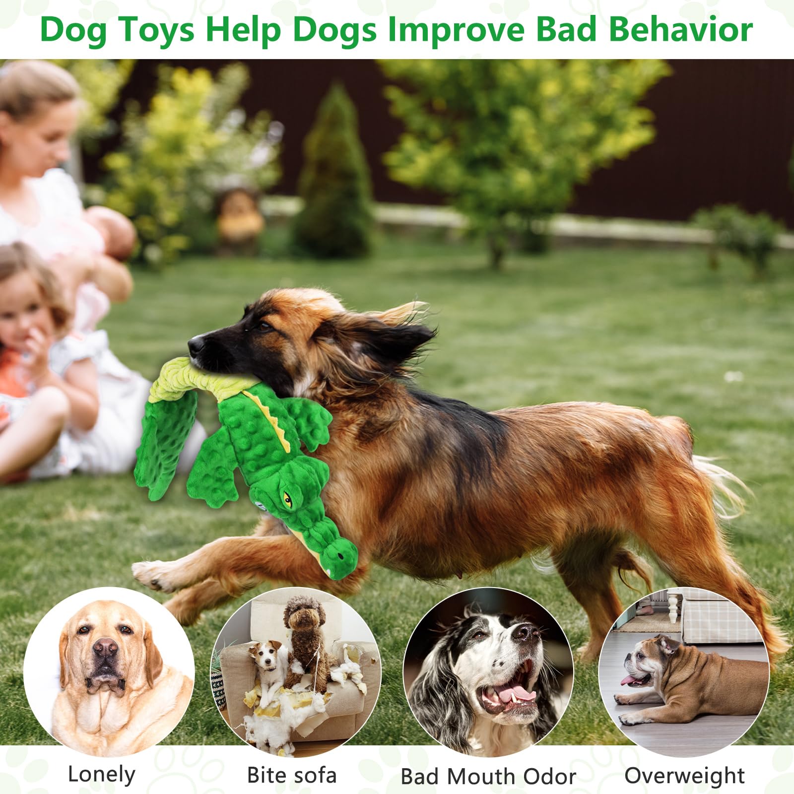 Juguetes grandes chirriantes para perros, juguetes interactivos para cachorros con papel arrugado, juguete para perros de tira y afloja, juguetes masticables de peluche para razas pequeñas, medianas y