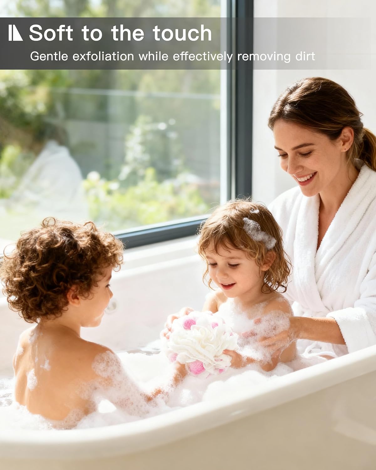 Loofah Sponge, 50g Loofah Exfoliating Body Scrubber, Dense Mesh Exfoliating Sponges with Tight Knot Design, Gentle and Durable Bath Poufs for Rich Foam & Deep Cleansing (4 Pack-1) - Image 8