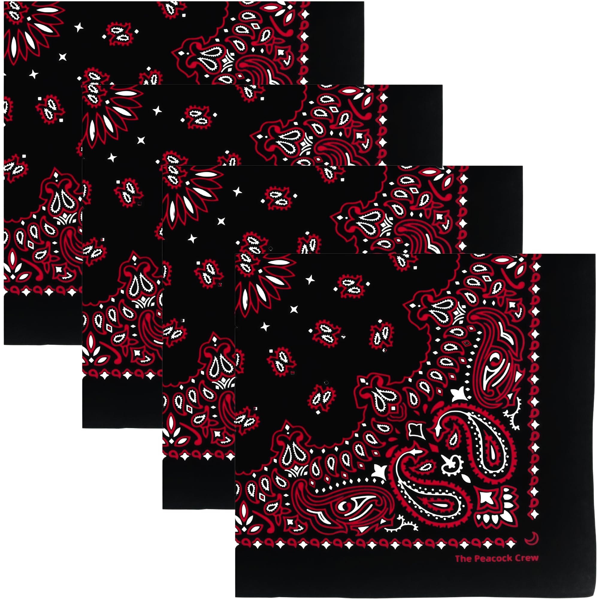 The Peacock Crew Premium Soft Cotton Bandanas Pack for Men and Women Paisley 22 x 22 inches