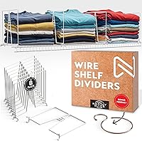 NeatlyMade Tall White Wire Closet Shelf Dividers (8 Pack, 12x12) - Sturdy Easy Setup Organizers + Bonus Rose Gold Hanger