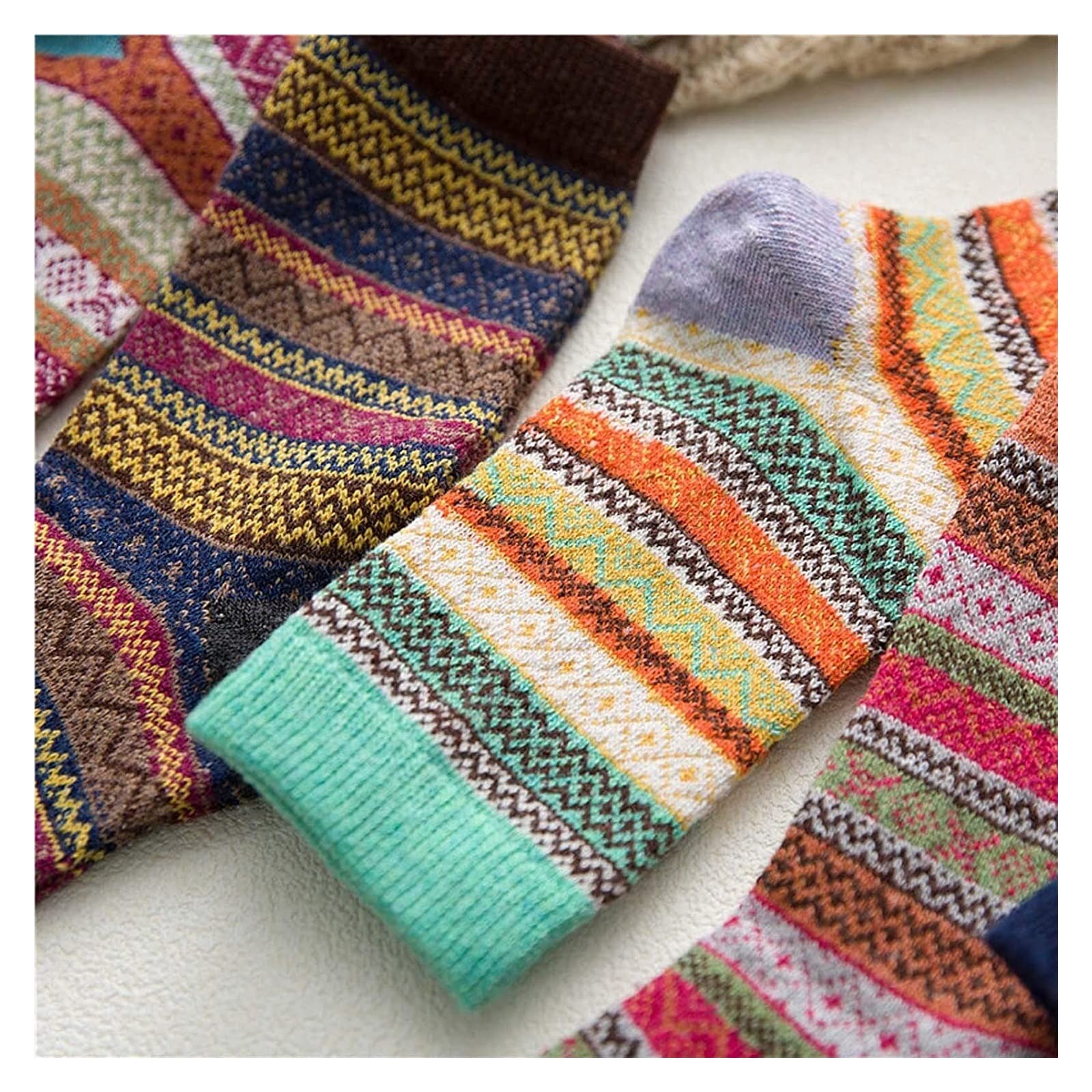 Wintersocken Socken 5 Paar Unisex-Wintersocken Schwere Socken Für Kaltes Wetter Warme Dicke Wollsocken Thermosocken