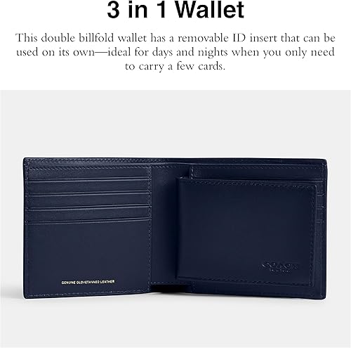 Miniatura 2 de Coach Cartera 3 en 1 para hombre en piel bruñida, Azul profundo, Cartera 3 en 1 en piel bruñida