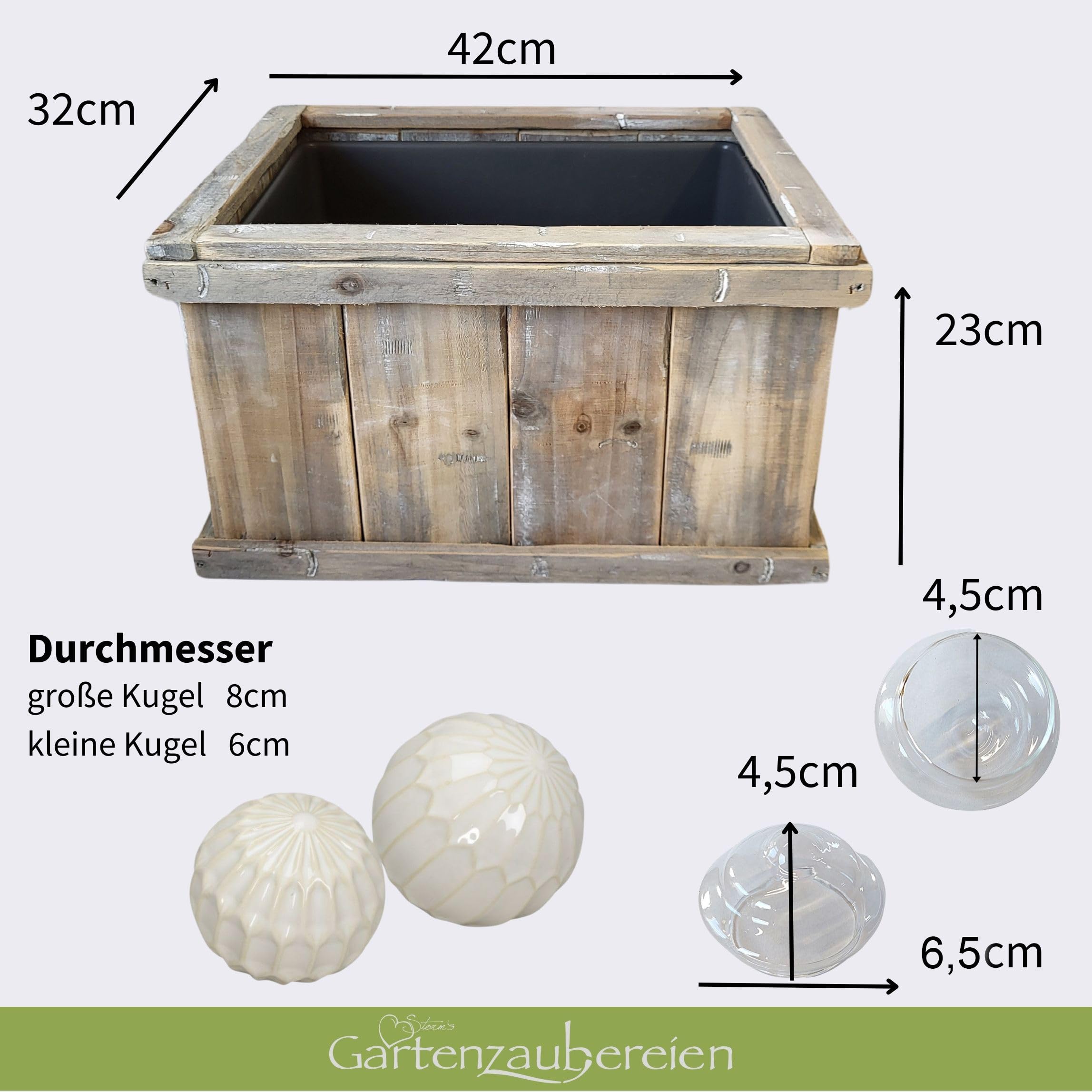 Storm's Gartenzaubereien Miniteich Kompletset - Inklusive 3 cremefarbene Schwimmkugeln & Teelichtschalen aus Glas - Perfekt für Balkon- und Terrassenteich - Teichdeko