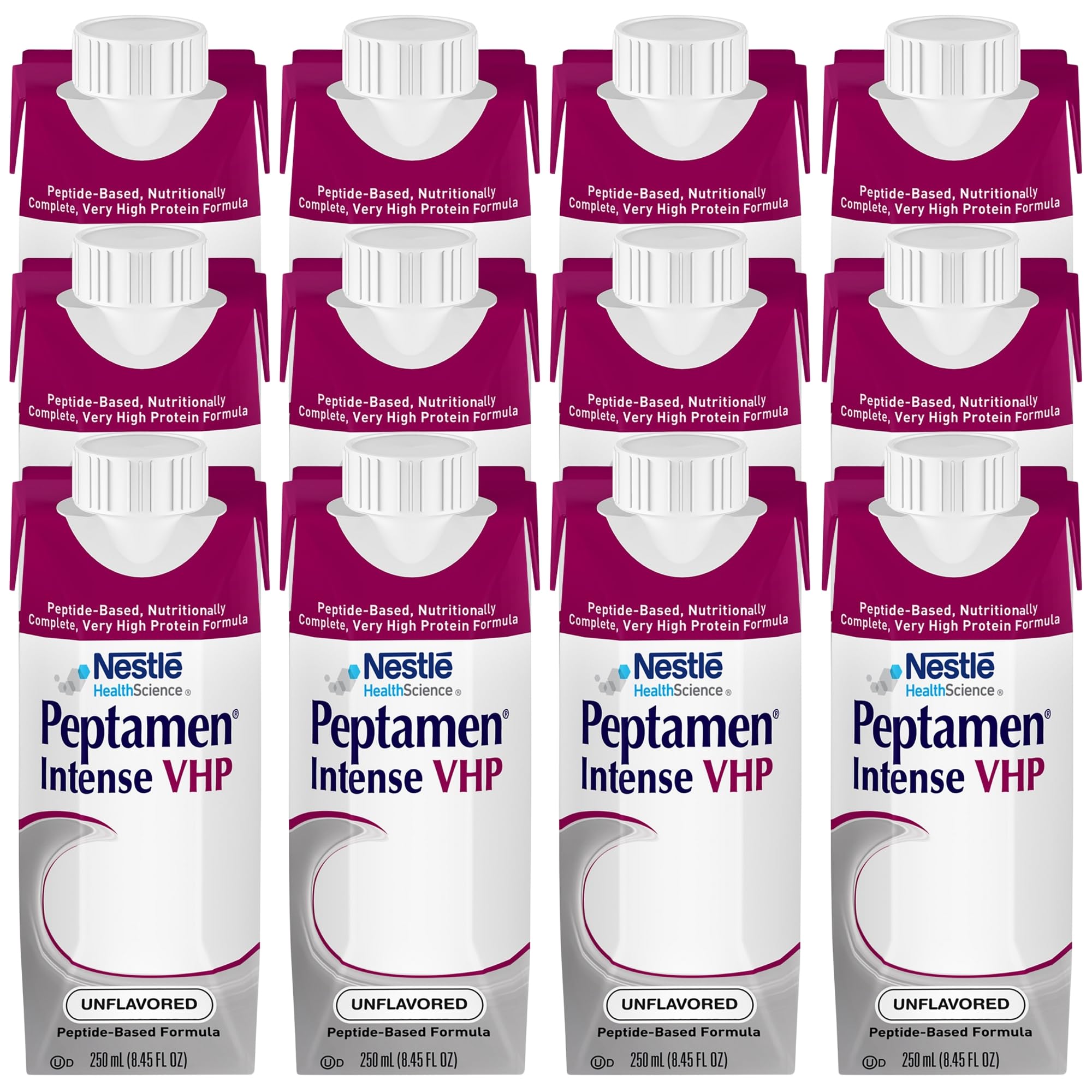 Nestle Peptamen Intense VHP Tube Feeding Formula Unflavored 250 mL Carton, 12 Count
