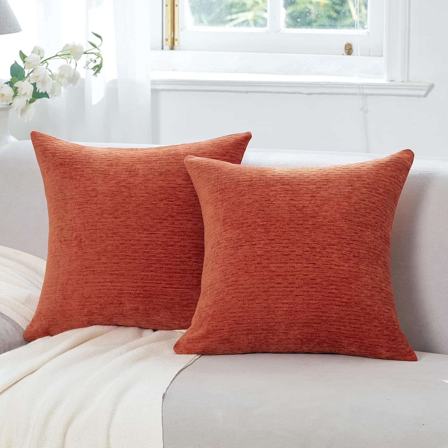 WLNUI Fall Pillow Covers 18x18 Inch Set of 2 Burnt Orange