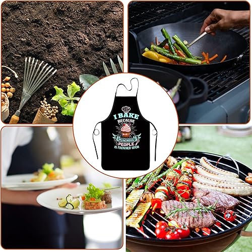 Miniatura 5 de zukmvuh Delantal de hornear para mujeres con texto en inglés I Baking Because People Is Frowned regalos para hombres mujeres familiares y amigos