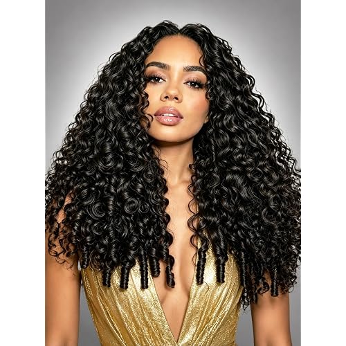 Juvid Burmese Curly Wig Human Hair 13x4 Lace Frontal Wig 250% Density 16in | Full n Thick,Glueless Drawstring Deep Wave HD Lace Front Wigs,Wear n Go Pre Plucked Pre Cut ,For Women, Super Soft,Daily Use