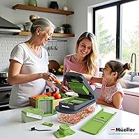 Vista 9 de Mueller Pro-Series 10 en 1, picadora de verduras de 8 cuchillas, picador de cebollas, cortador, picador, rebanador de huevos con recipiente