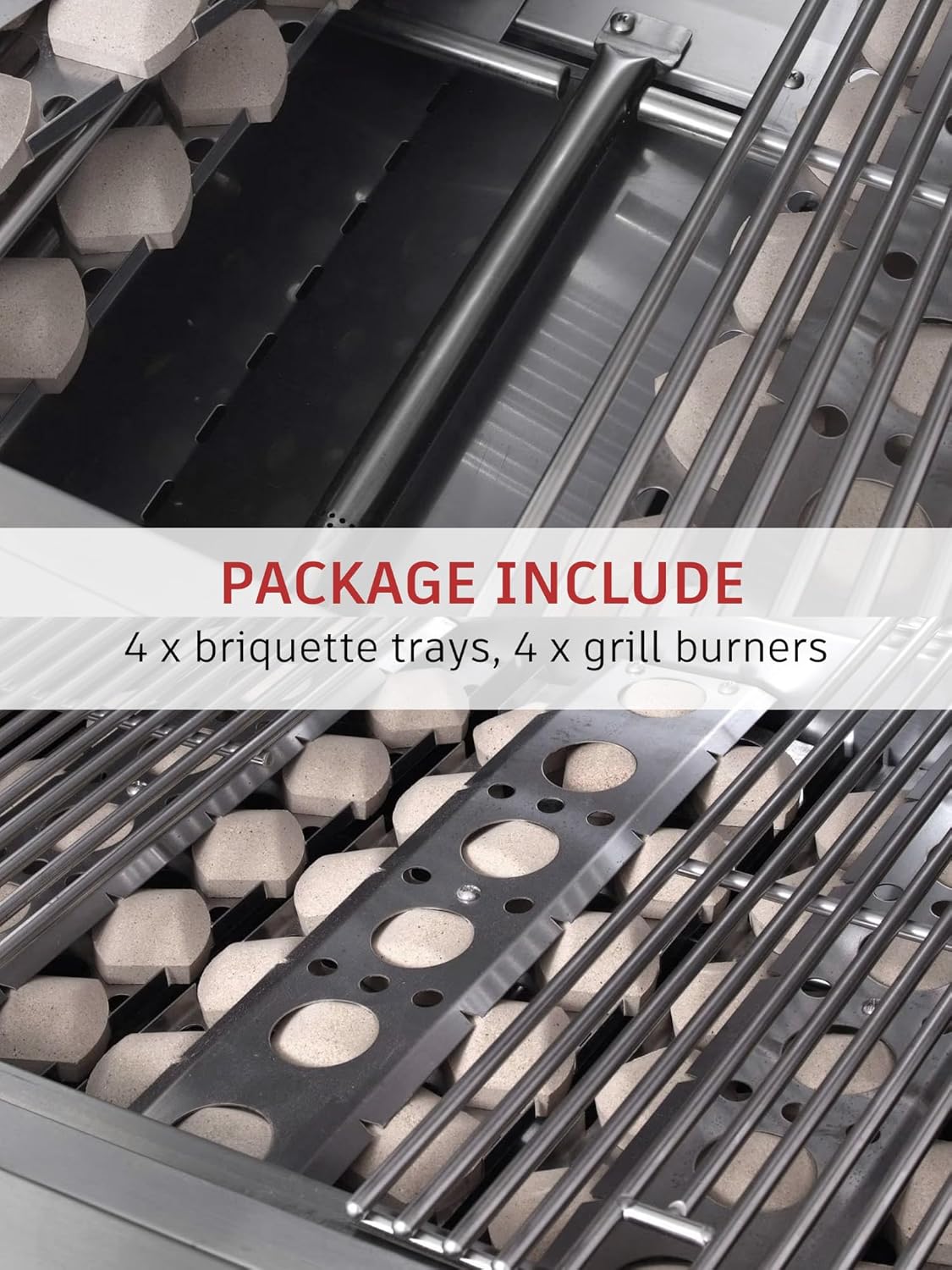 Grill Briquettes Tray Replacement Kit for Summerset Sizzler 26" 32" 40" Grill, Heat Plate and Grill Burner for RCS RJC26A RJC32A RJC40A Grill Replacement Parts, 4 Pack