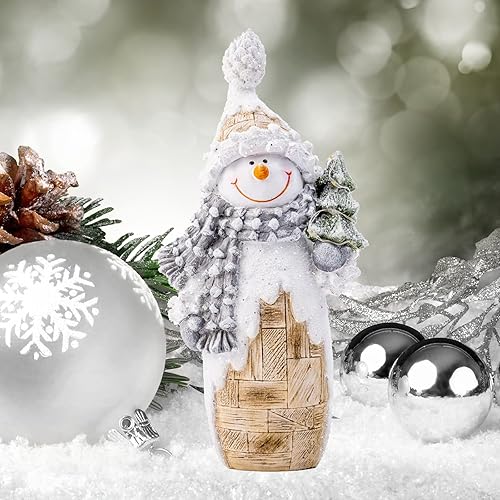 Miniatura 5 de Galiyen Decoraciones navideñas de muñeco de nieve, figuras de muñeco de nieve con luces LED para decoración navideña, estatuas de muñeco de nieve de