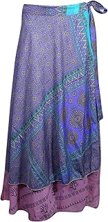 Womens Vintage Silk Sari Wrap Around Skirt Summer Fashion Beach Bikini Cover Up Sarong Dress Pink