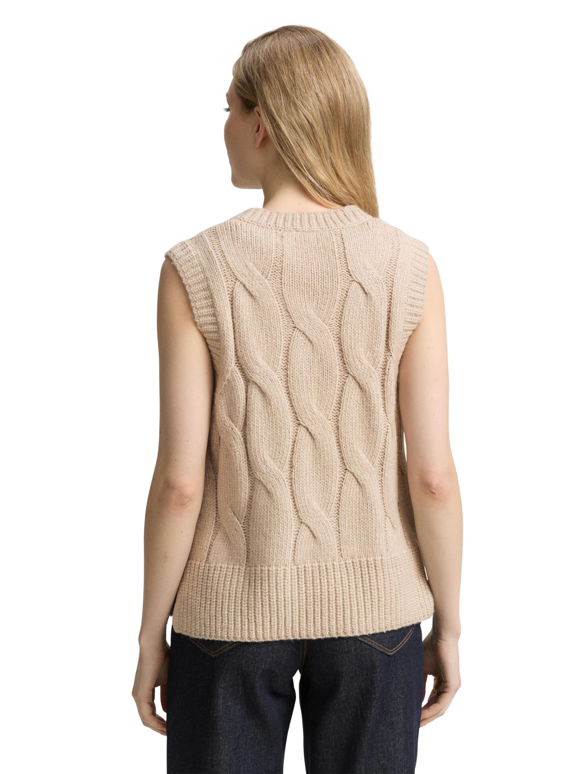 Tom Tailor Damen 1047708 Pullunder mit Zopfmuster (1er Pack)