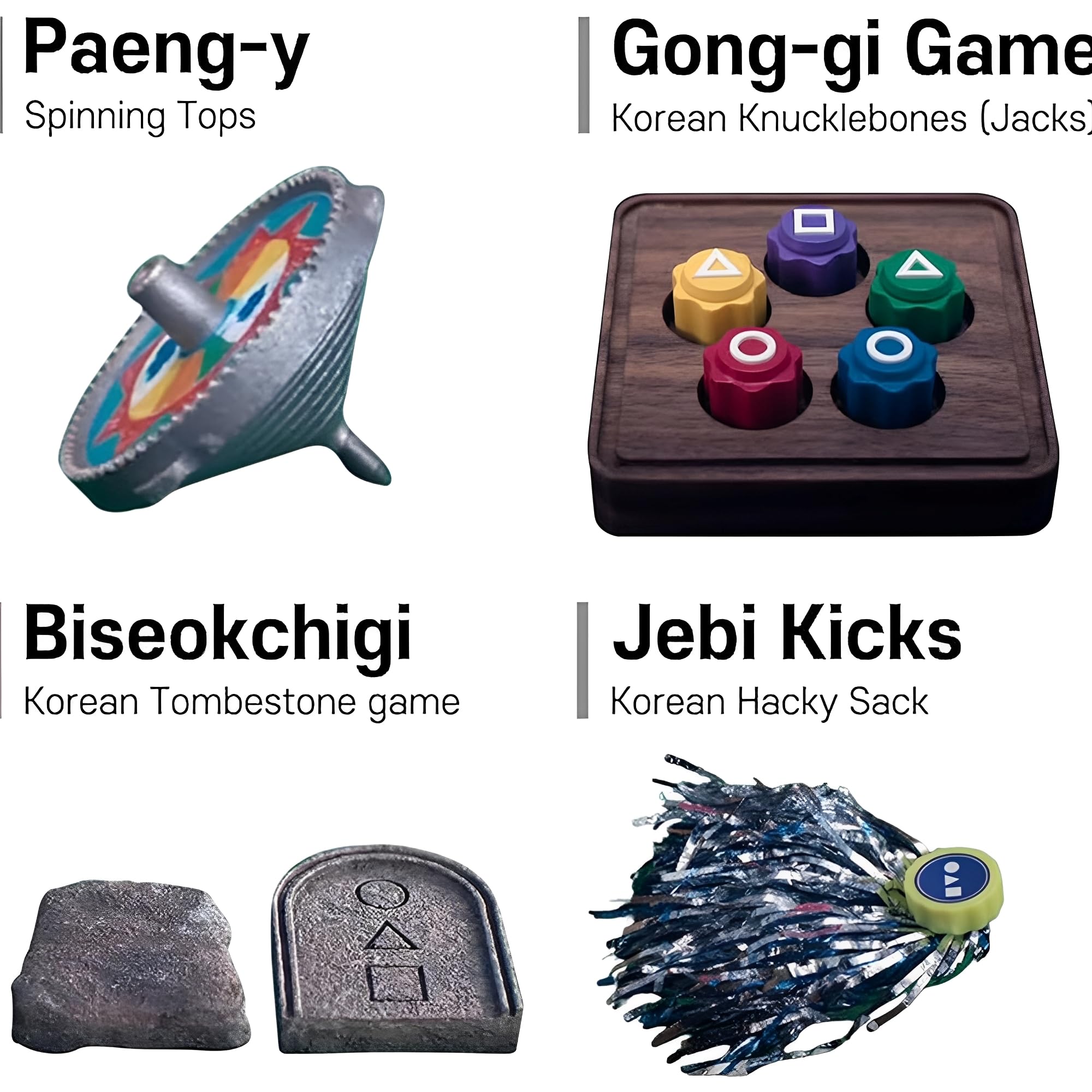 WYFCR Gonggi Game Set,Mini Game Grasping Stone Five Stones with Base,Korean Traditional Gonggi Stones Jacks with Colorful Pebbles,Gonggi Stone Kit Family Hand Eye Coordination Training - Image 2