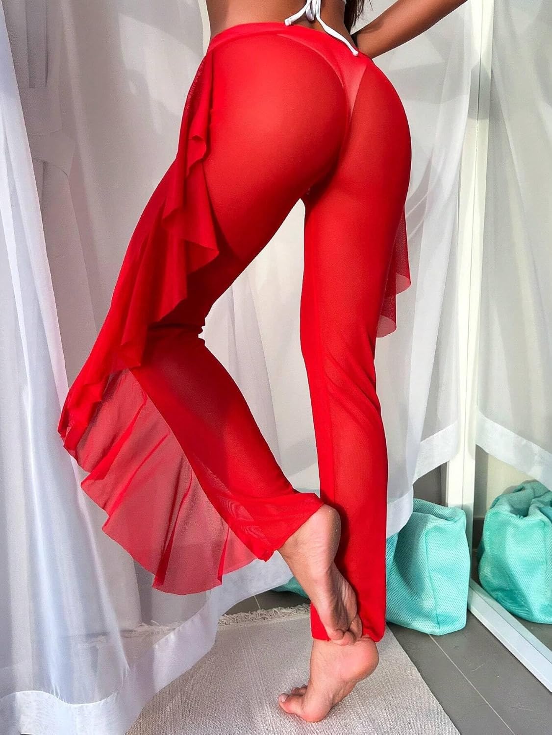 swimsuit coverup for women Ruffled Trim Coverup & Pants Summer