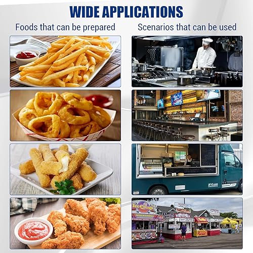 Miniatura 5 de Freidora comercial de 12.6 cuartos de galón con doble cesta eléctrica, freidora de acero inoxidable con control de temperatura independiente para