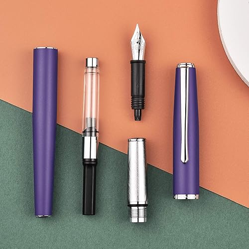 Miniatura 6 de Hongdian 920 - Pluma estilográfica de metal morado, pluma clásica de punta fina de iridio, incluye convertidor recargable y bolsa para bolígrafo