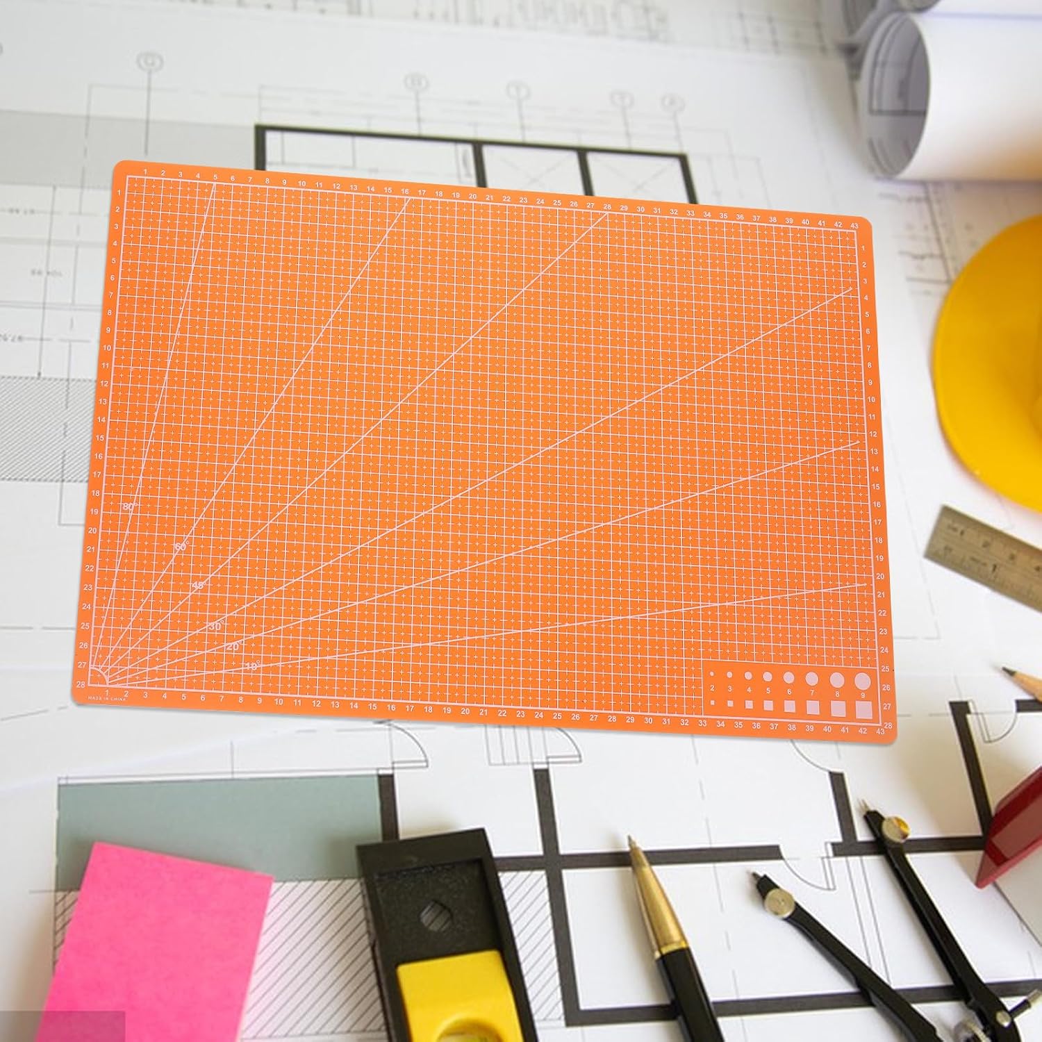 Self-healing Large Double-sided Cutting Mat Orange Thin A3 Size for Quilting Sewing Fabric Craft Projects