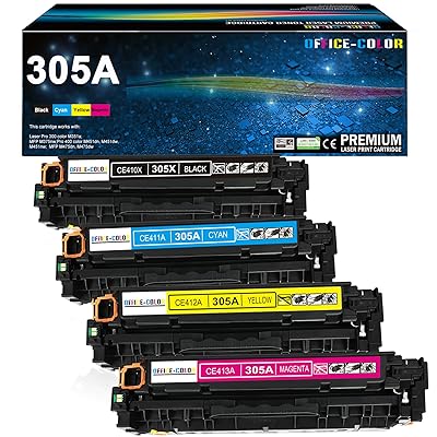 305A Black,Cyan,Magenta,Yellow Toner Cartridges 4 Pack for HP Laserjet Pro 400 Color M451dn M451nw M451dw MFP M475dw M475dn Pro 300 M375nw Toner
