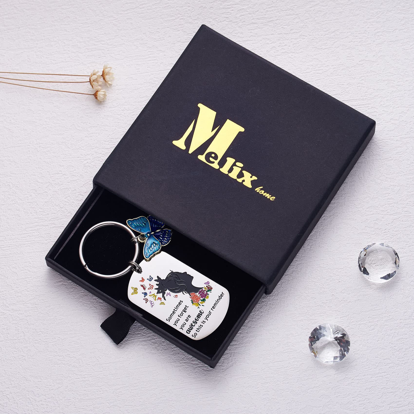 Melix Home Portachiavi Motivazionale Con Farfalla E Incisione Ispirazionale - Regalo Per Amiche E Colleghe - 3