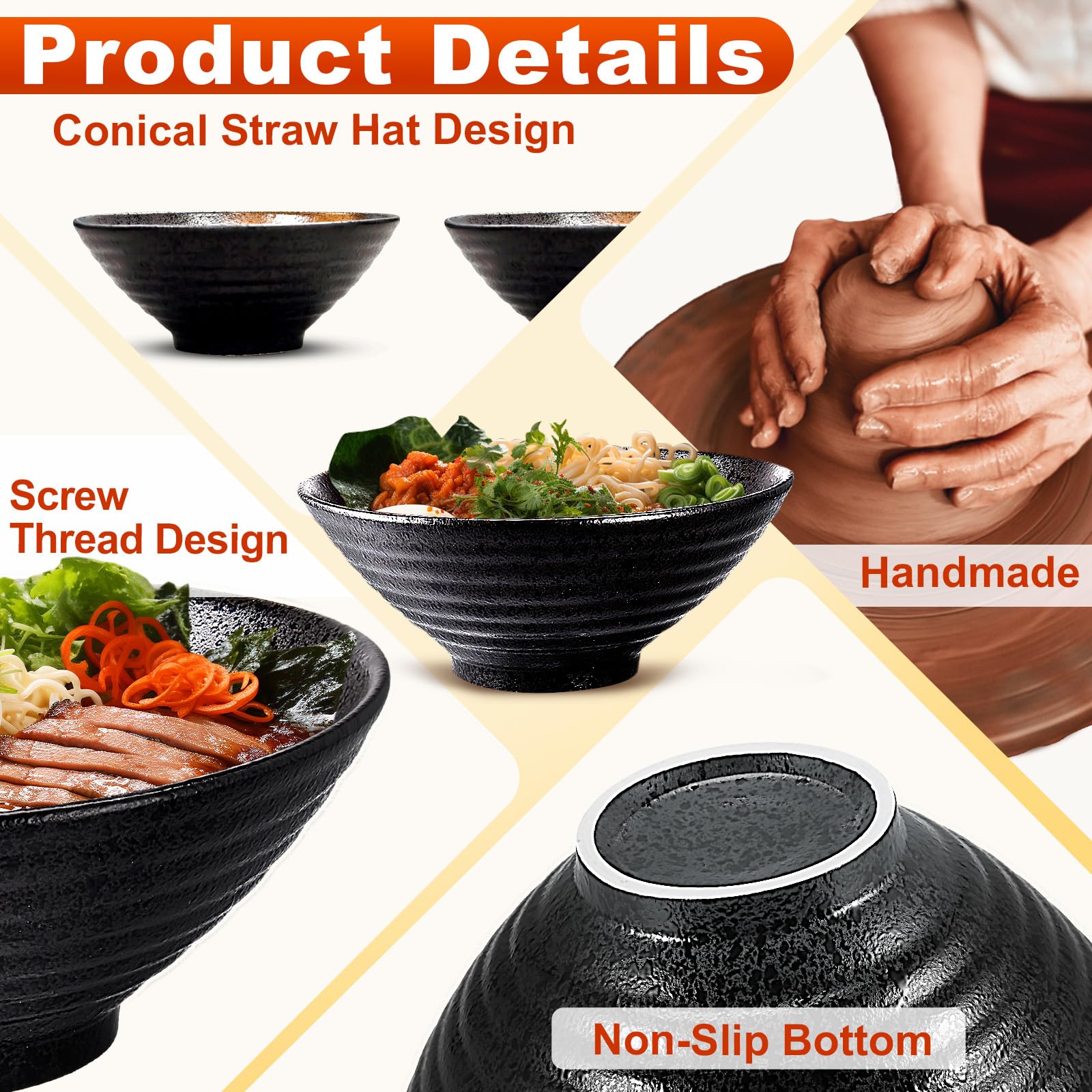 Lot De 2 Bols à Ramen Japonais En Céramique De 20,3 Cm, Bols