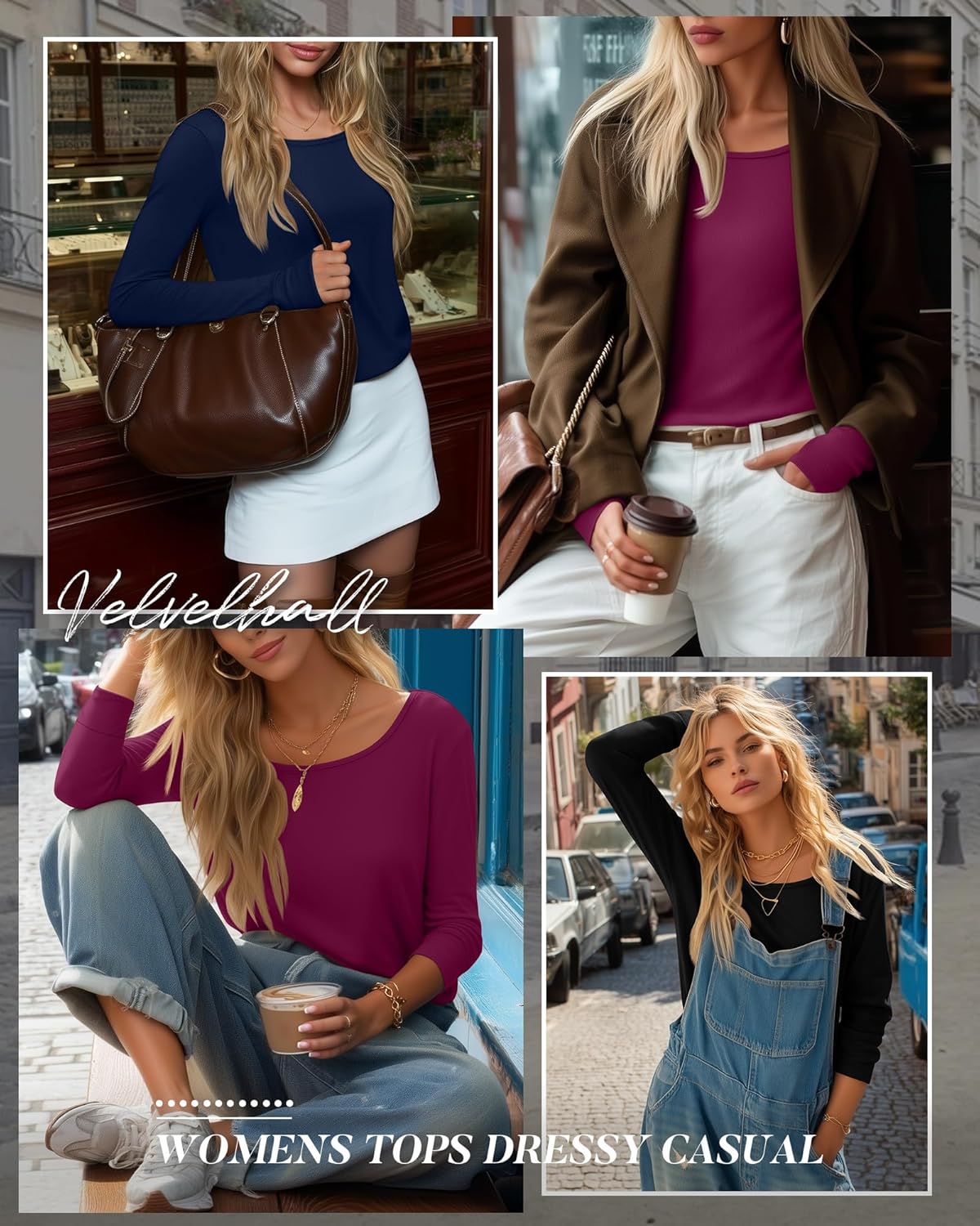 3 Pack Women's Long Sleeve Tunic Tops with Thumb Holes Cotton Scoop Neck T-Shirts Casual Loose Basic Tee Blouses - Image 2