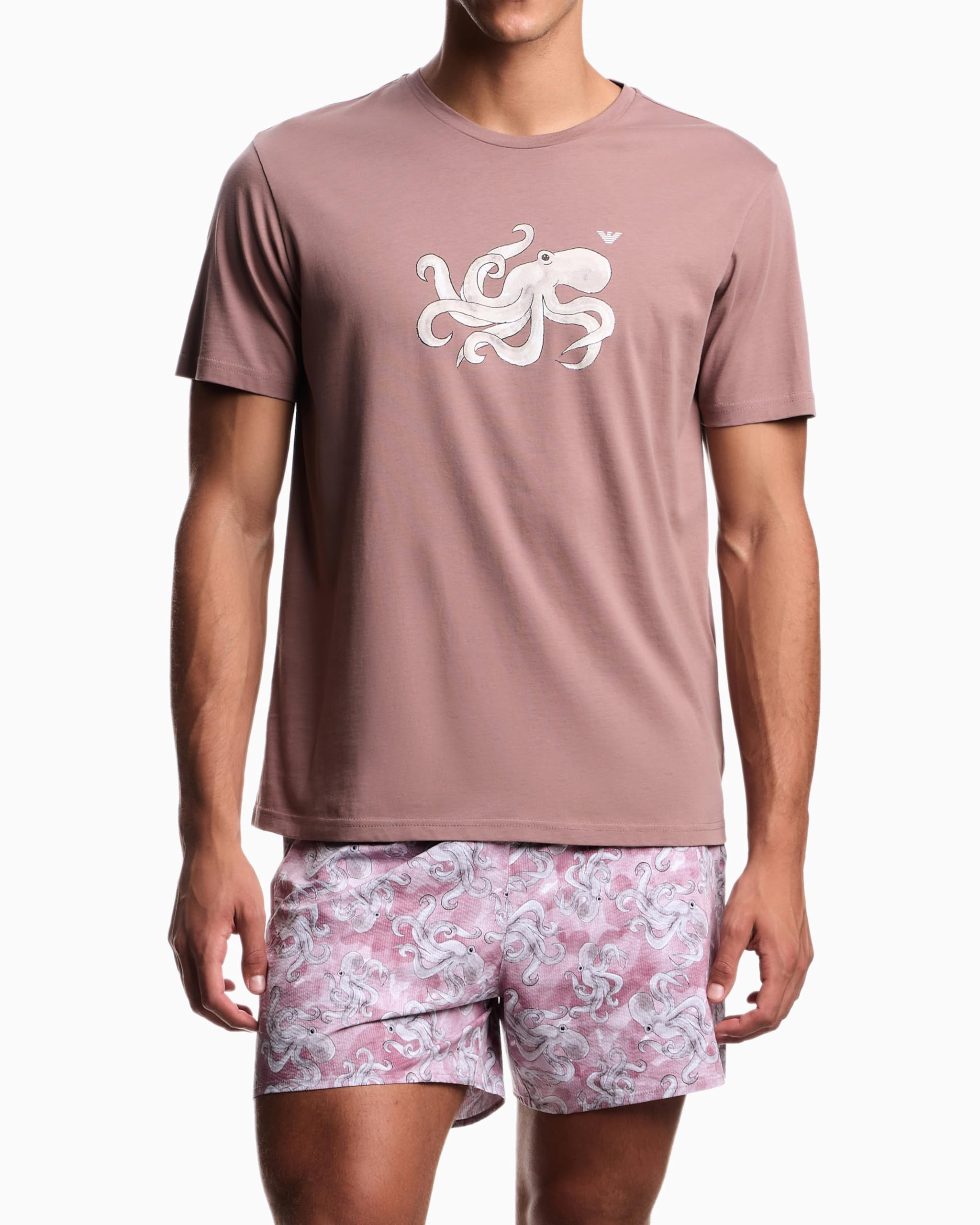 Herren T-Shirt mit Rundhalsausschnitt mit Tiermotiv, Violett, Größe S – Ansicht 2