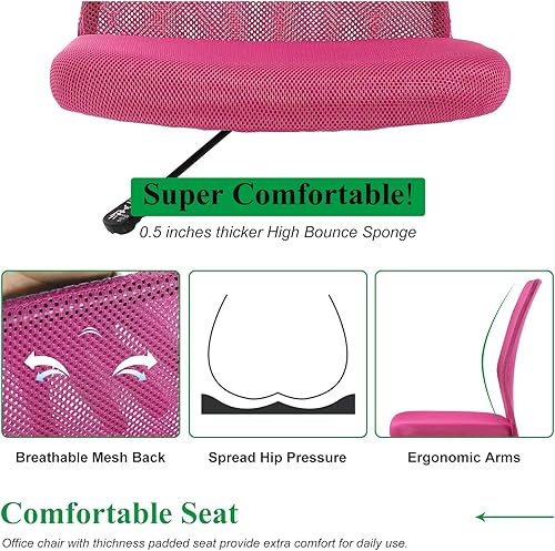 Miniatura 3 de Silla de oficina ergonómica de malla, moderna silla giratoria con respaldo medio, silla giratoria sin brazos, silla de oficina en casa, silla de