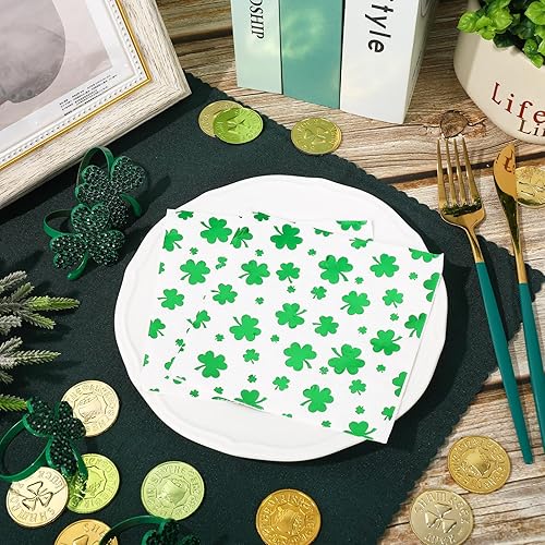 Miniatura 3 de JarThenaAMCS 100 servilletas de papel para el día de San Patricio, 3 capas, servilletas desechables de trébol verde, servilletas irlandesas para