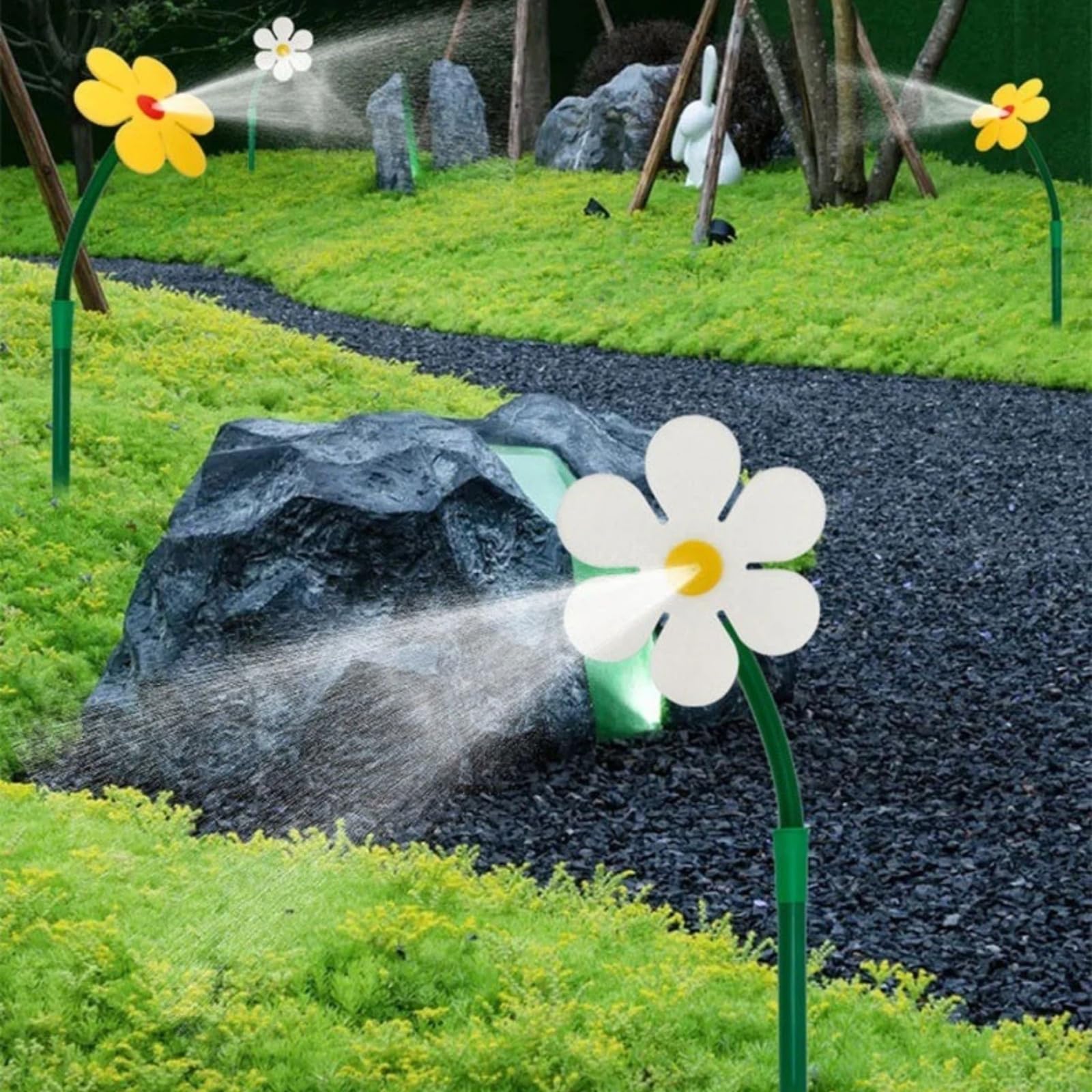 Irrigatore Crazy Daisy,360° Rotating Dancing Flower Fun Garden Sprinkler, adatto per irrigare patii, prato, giardino, idratazione e raffreddamento per cani