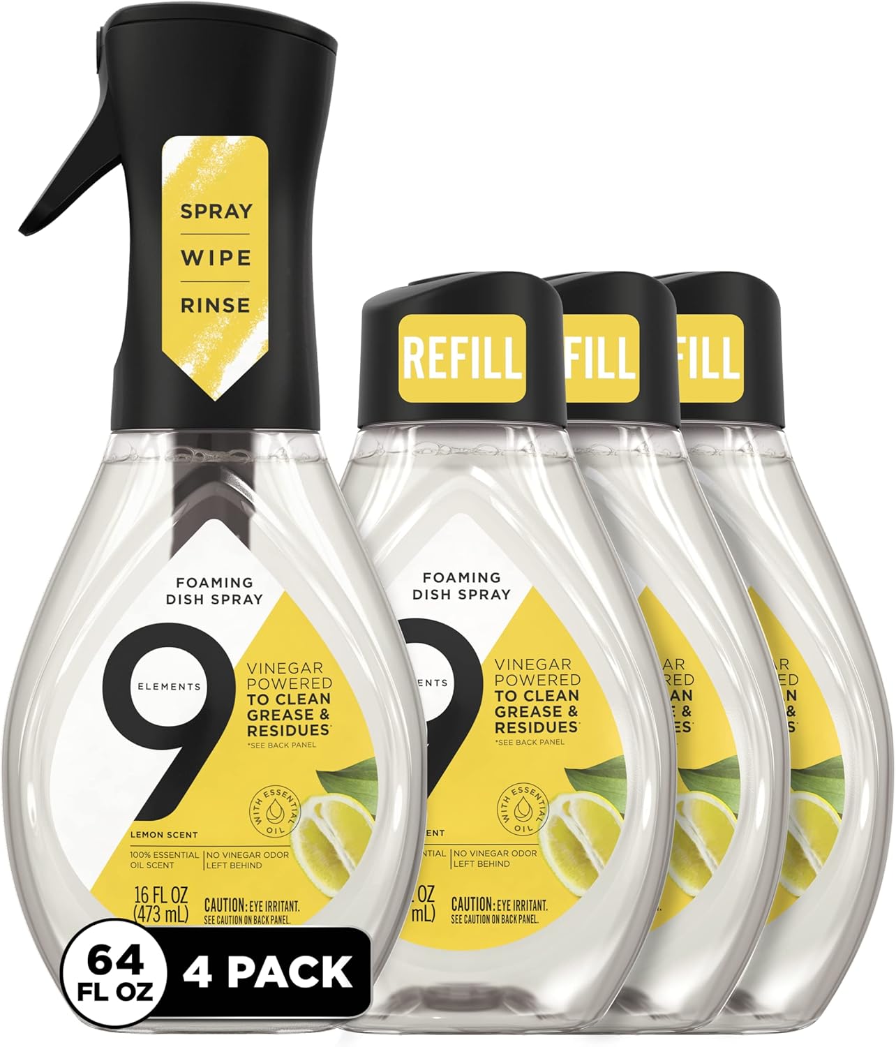 9 Elements Natural Dish Soap, Dishwashing Liquid with Lemon