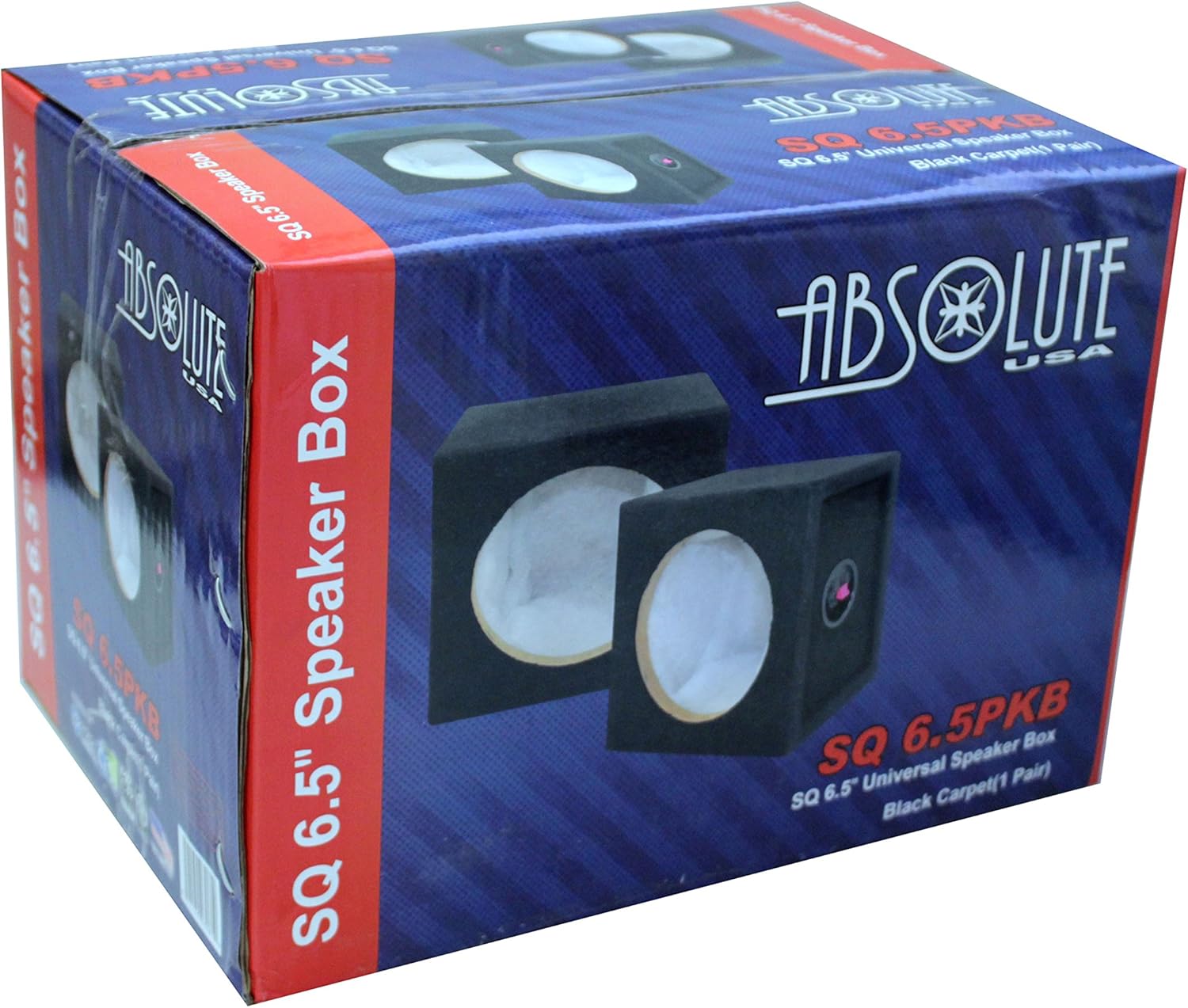Absolute SQ6.5PKB 6.5" Square Box Speakers, Set of Two (Black) with Speaker Terminal