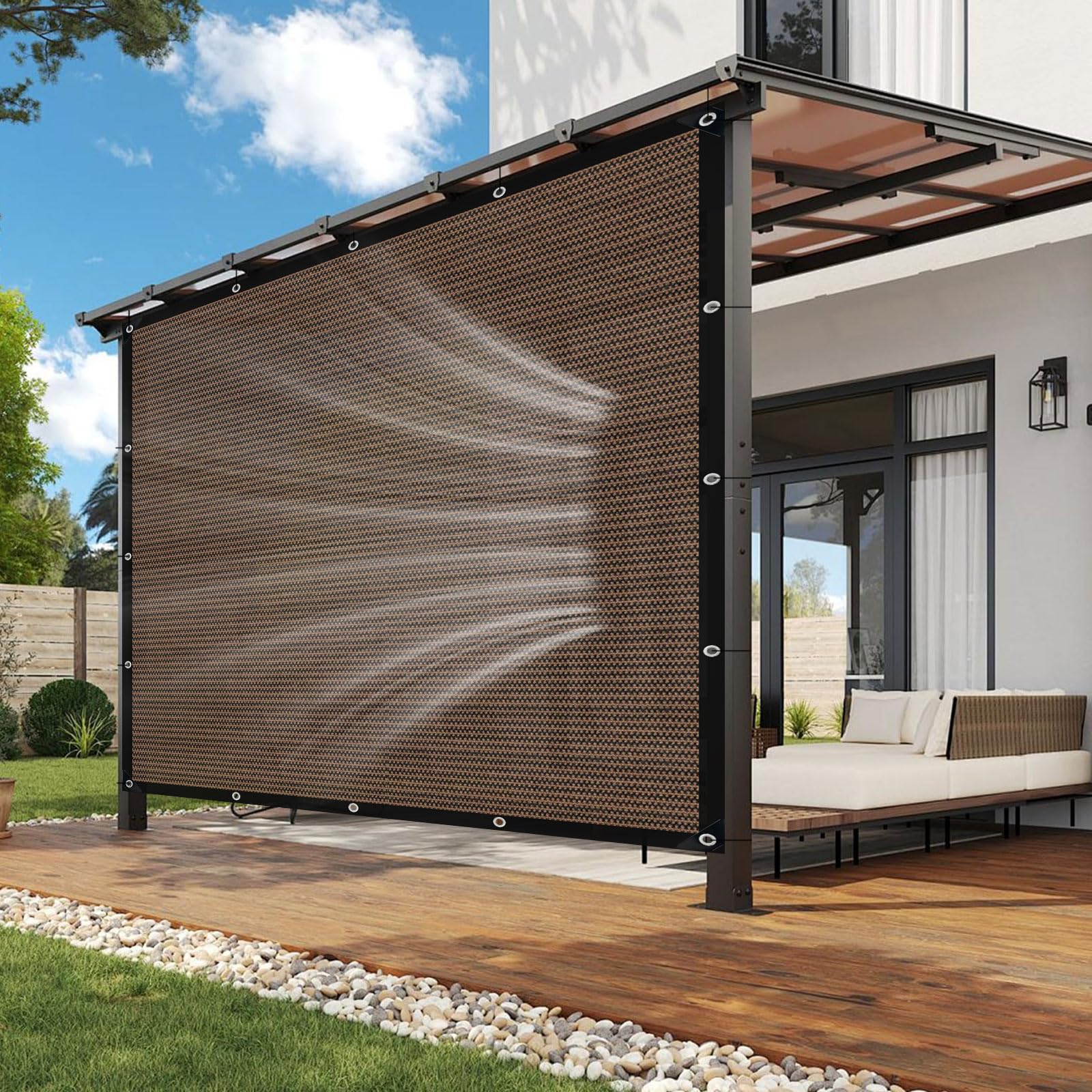 kogxscej Red de sombra con ojales, 80% de tasa de sombreado resistente a los rayos UV, transpirable, ligera y duradera, red de sombreado para invernadero, jardín, granero, exterior.