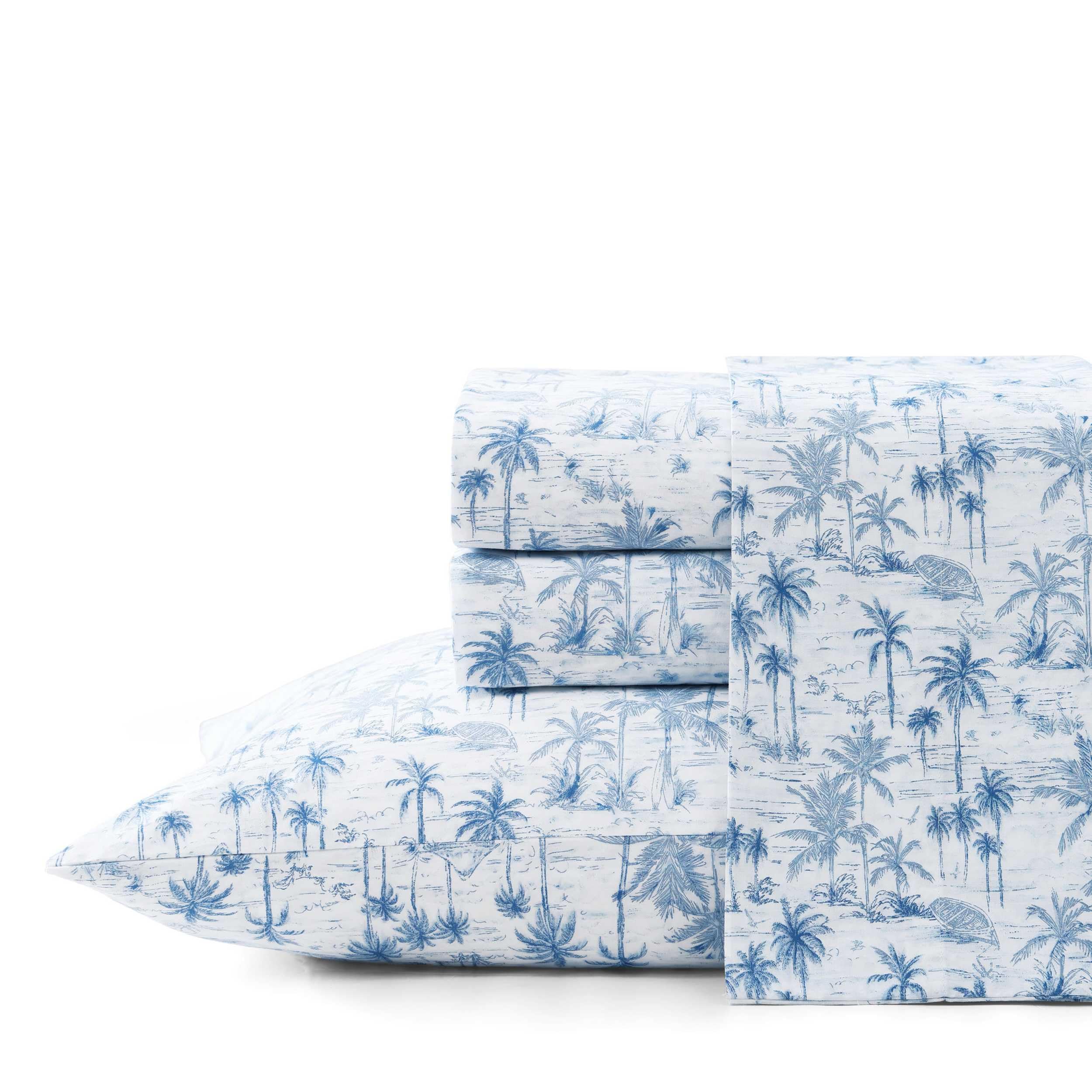 Draps super doux en coton percale Tommy Bahama de qualité supérieure pour literie grand lit