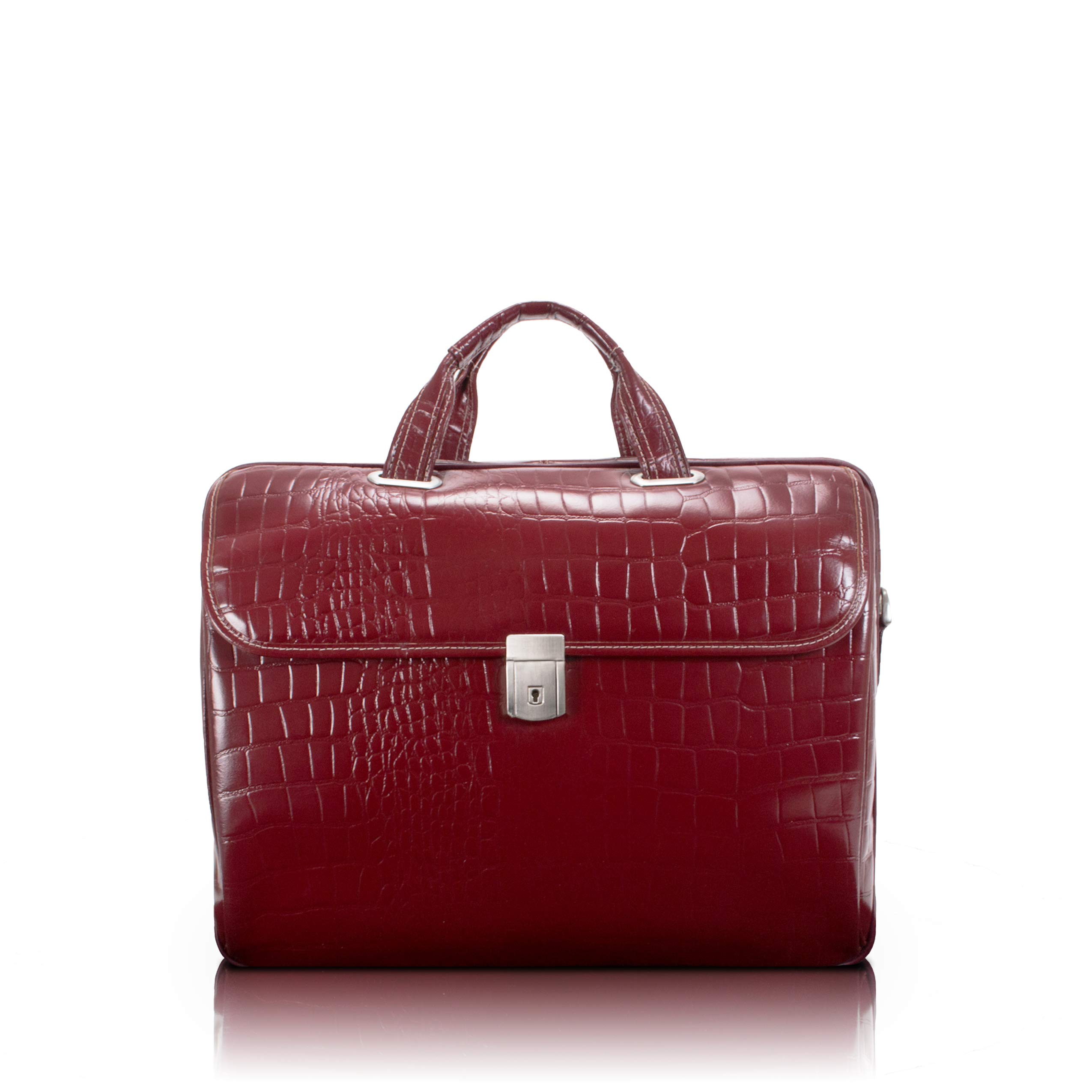 McKlein Siamod MONTEROSSO, SERVANO, Embossed Crocco Leather, Tablet Briefcase, Red (35536)