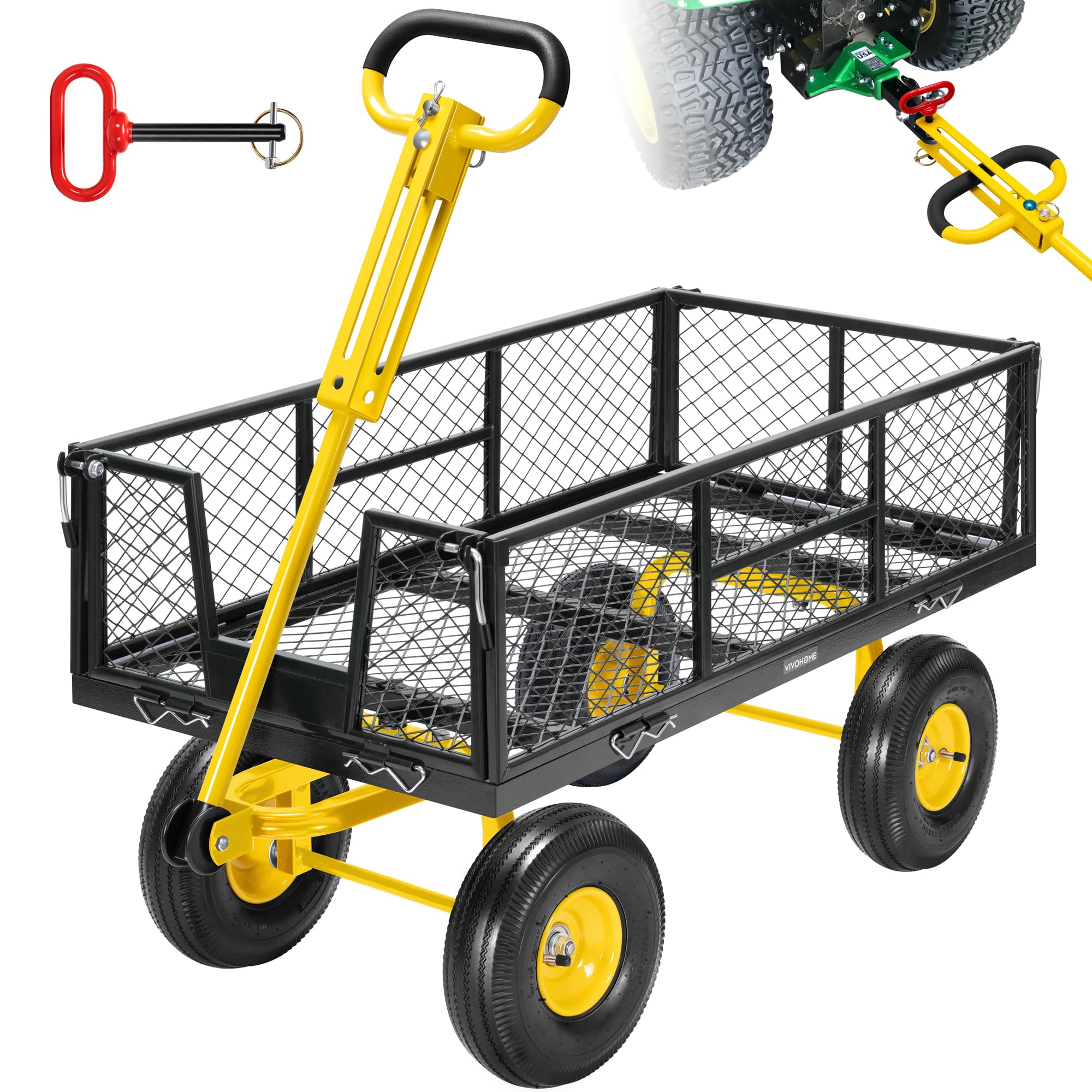 VIVOHOME Steel Garden Cart Heavy Duty 900 LBS 4.5 Cu Ft Utility Wagon