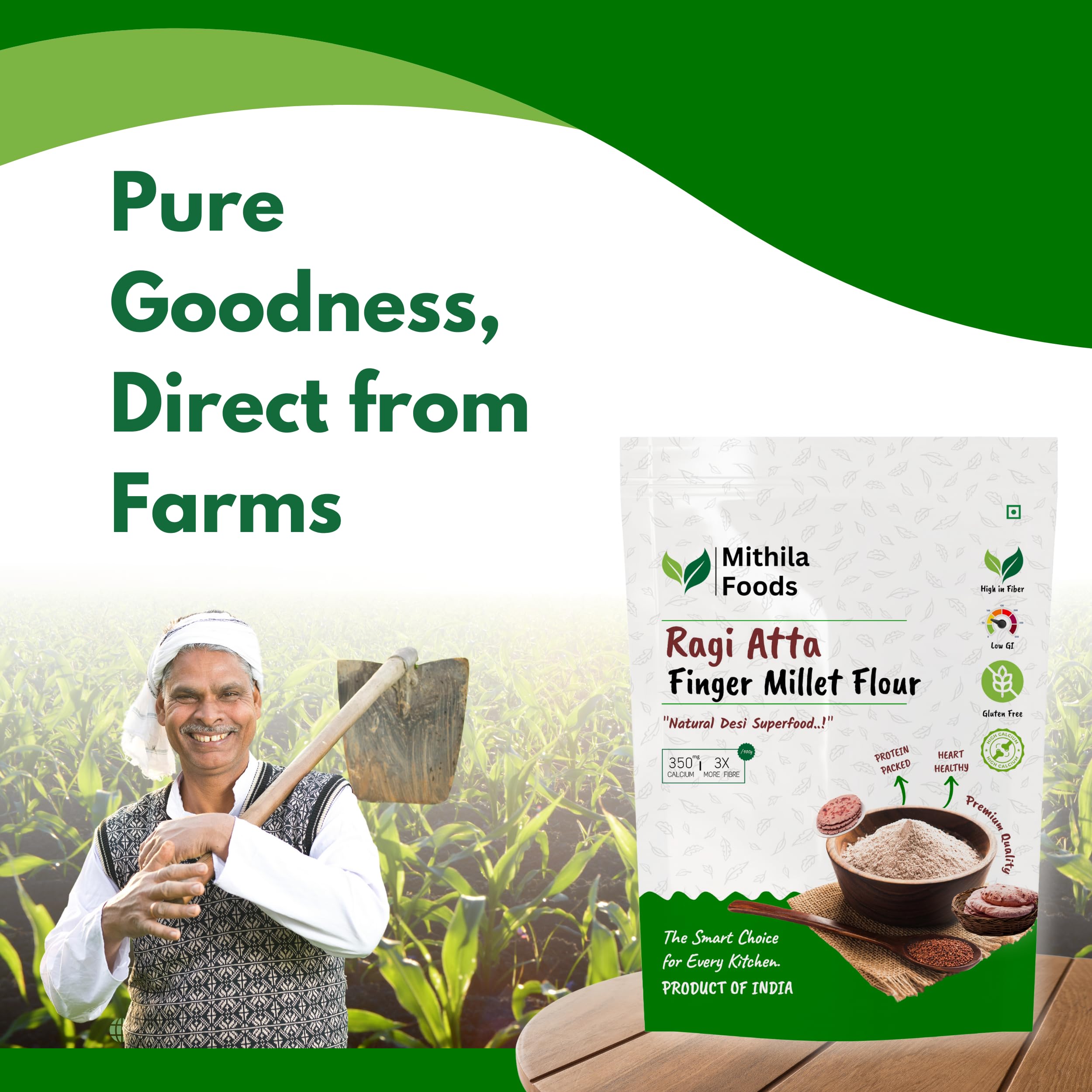 MITHILA FOODS 1 kg Ragi Atta | Gluten-Free Finger Millet Flour | High Fibre & Protein | Soft Rotis | Nachni/Kelvaragu Atta | Authentic Traditional Flavor from Gumla, Jharkhand - India's Ragi Capital - Image 7 thumbnail