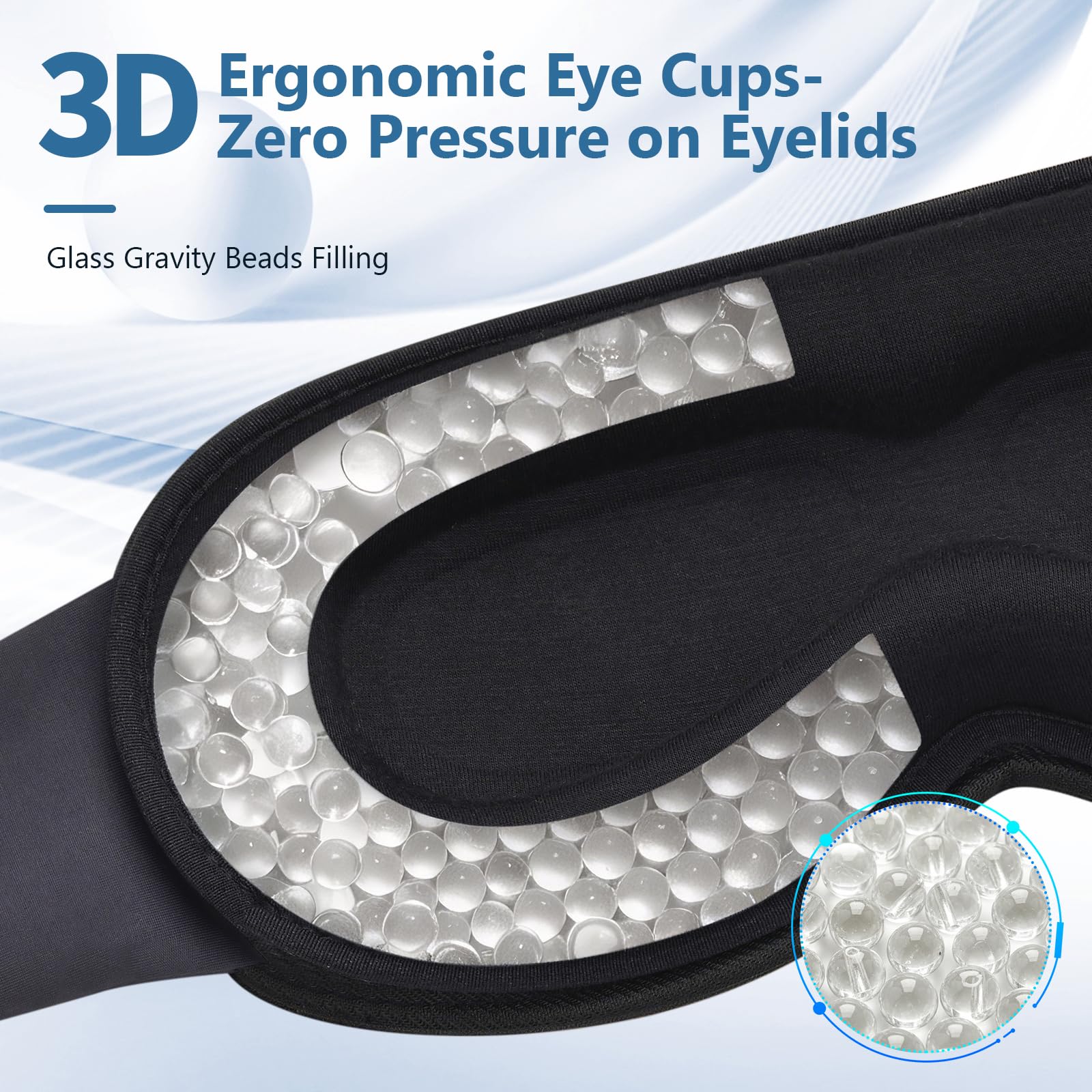 Maschera per dormire Bluetooth V5.4 3D senza fili 100% Blackout Cuffie anti rumore per dormire per uomo donna e per dormienti laterali/viaggi