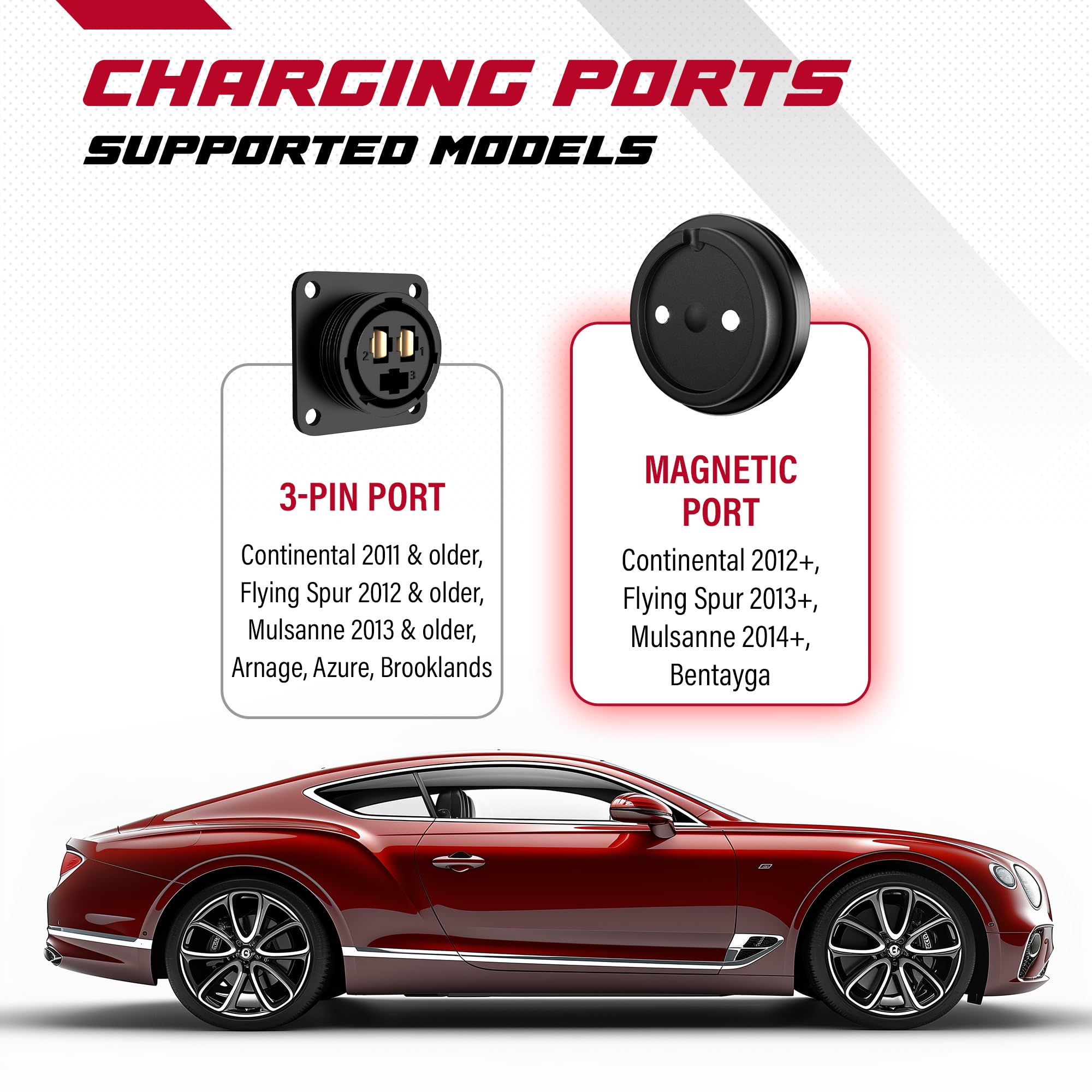 JMR Battery Charger for Bentley Continental GT Bentayga Flying Spur Mulsanne Trickle Charger Conditioner Maintainer (Magnetic Port, No Lithium Mode)