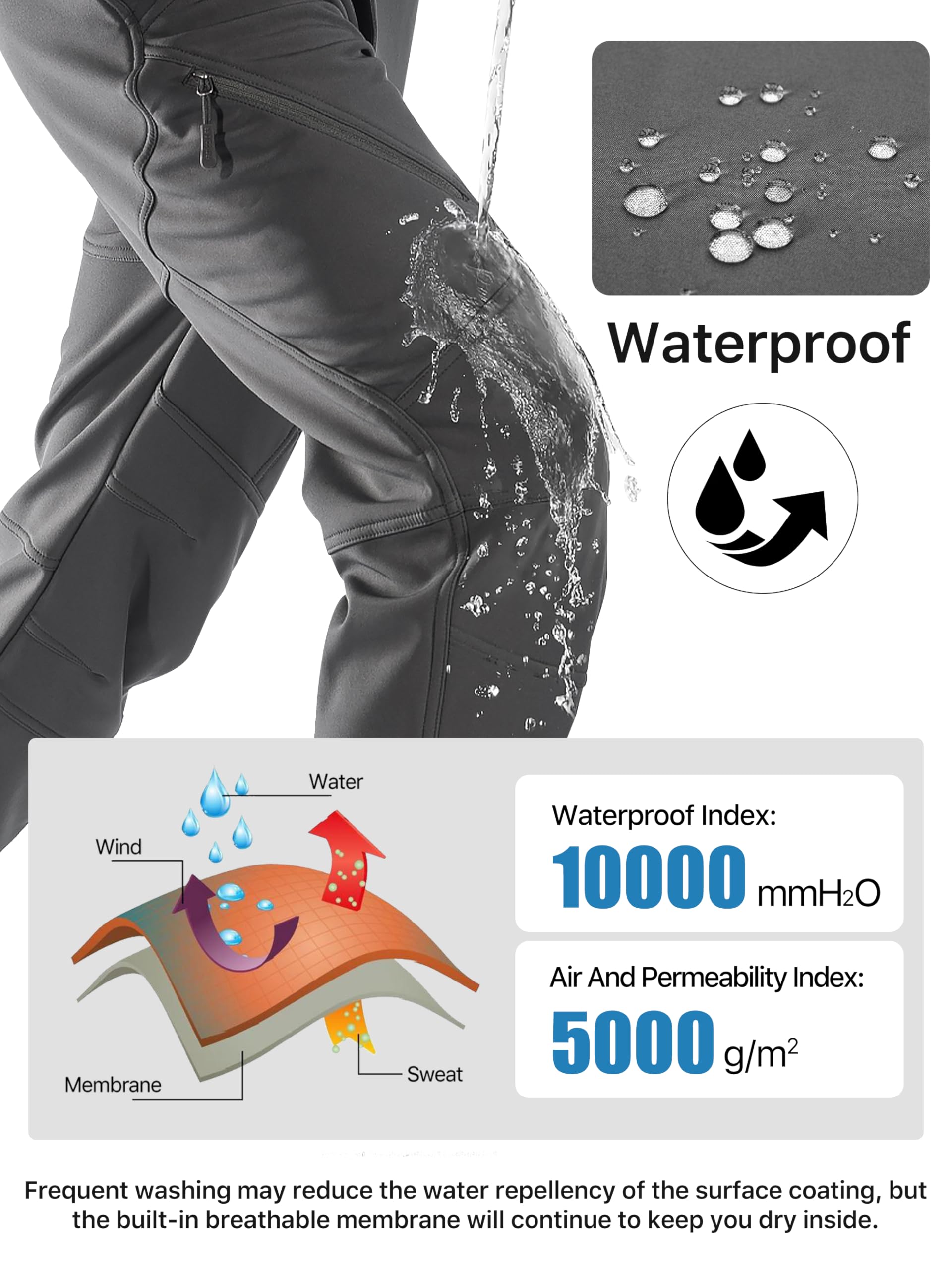 FREE SOLDIER Herren Winter wasserdichte Skihose Jagd Outdoor Hose Winddichte Thermohose Winterhose Softshellhose Zum Klettern und Wandern