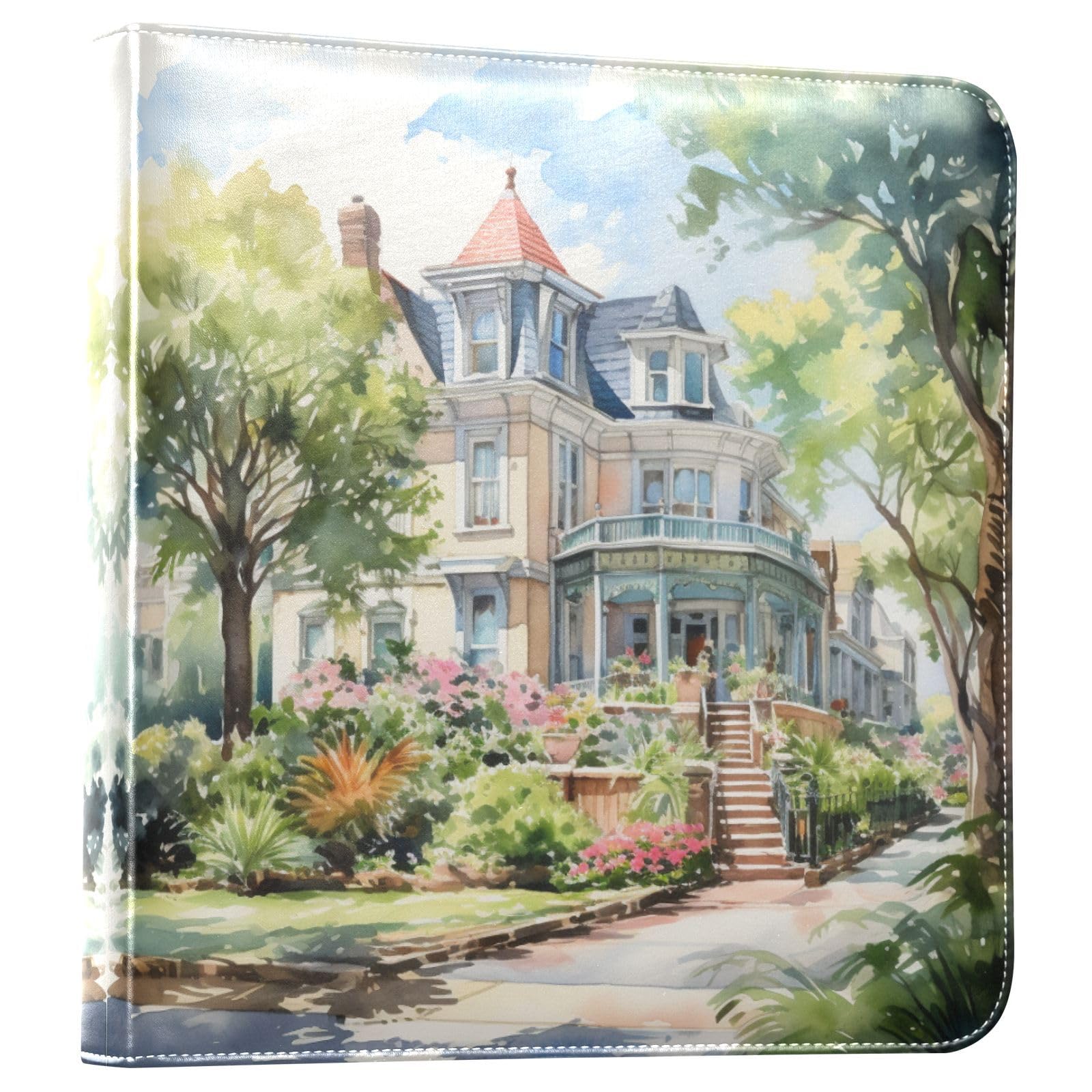 JIPONI Building Happiness Large Photo Album, DIY Leather Cover Scrapbook Albums for 4x6 5x7 6x8 Pictures, Self Adhesive Memory Book for Wedding, Baby, Family