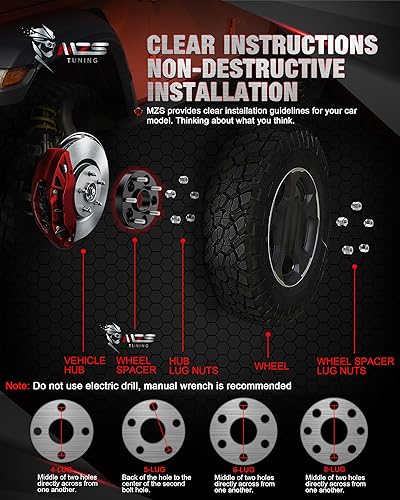 Miniatura 7 de MZS Espaciadores de ruedas 12 pulgada de grosor de 0197 x 5315in 0197 x 5500in 0236 x 5315in 0236 x 5500in apto para camionetas SUV de 5 6 lengüetas