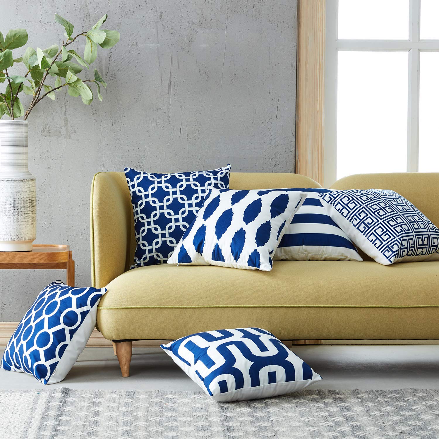 MODERN HOMES Plush Cotton Cushion Covers/Decorative Throw Pillow Covers (Navy Blue, 18x18 inch) - Set of 6 (B07MBF11G8) Amazon Price History, Amazon Price Tracker