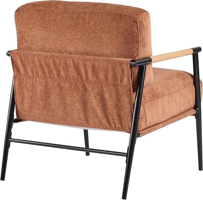 Sillón Acolchado Naranja con Brazos de Madera miniatura 6
