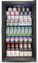 3.2 Cu.Ft Mini Fridge with Glass Door - 126 Can Beverage Refrigerator Cooler for Drink Beer Wine Soda, Small Fridge for Bedroom Office Bar Dorm, 4 Adjustable Shelves, Black