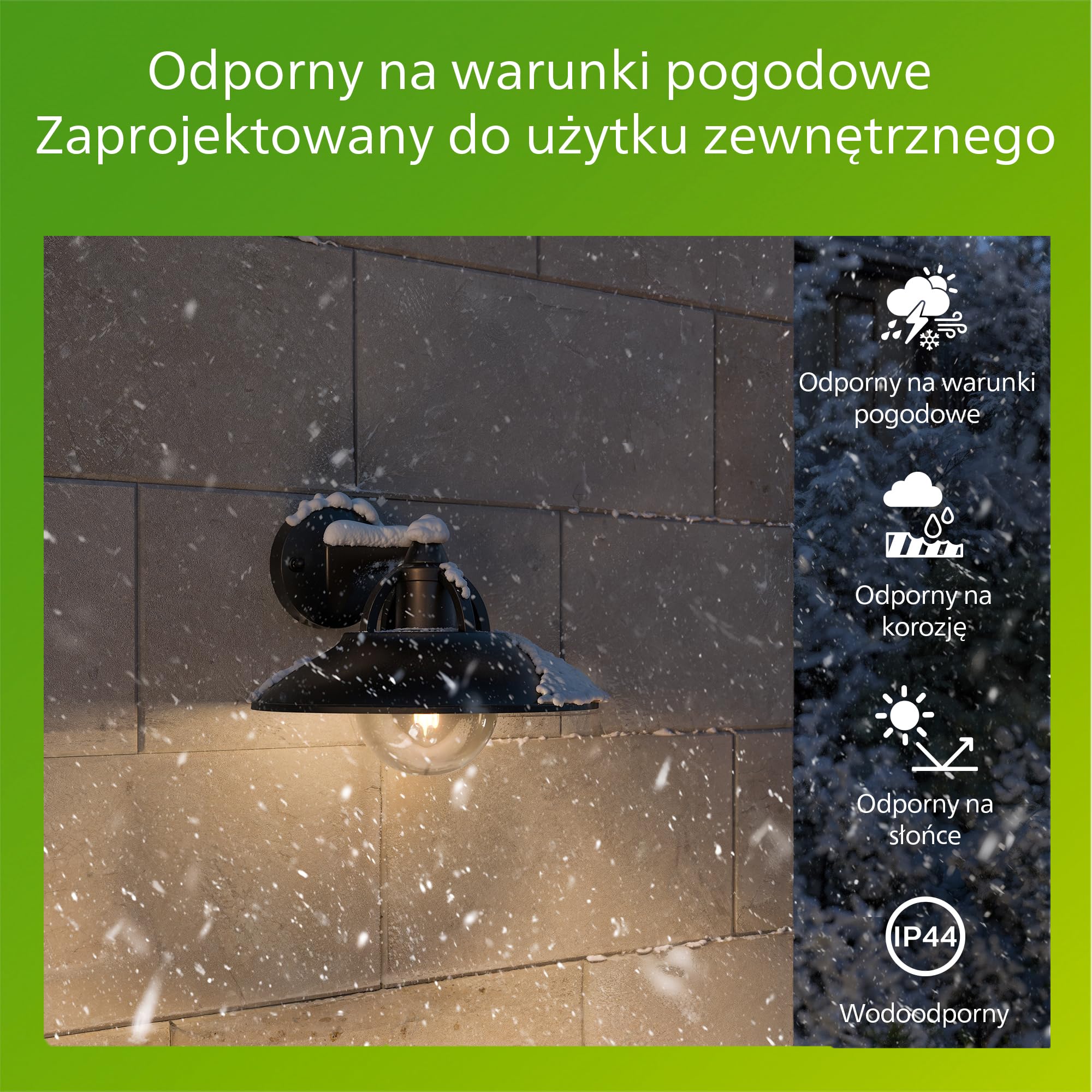 Philips Cormorant Kinkiet Zewnętrzny, IP44, Odporny na Warunki Pogodowe, Trwały, Klasyczny Design, Aluminium, Czarny, Żarówka E27 Sprzedawana Osobno
