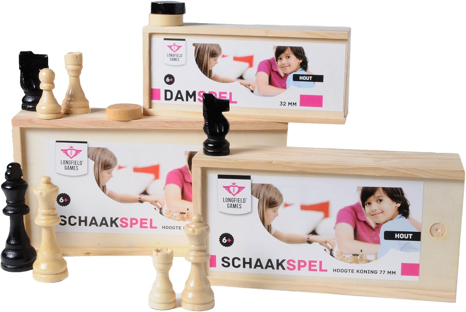 Engelhart Boite d'Echecs en Bois 32 pièces