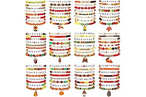 96 Pieces Fall Thanksgiving Day Beaded Bracelets